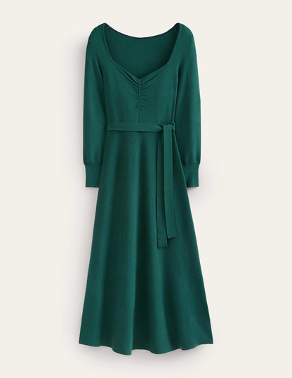 Sweetheart Midi Knitted Dress-Emerald Night-6