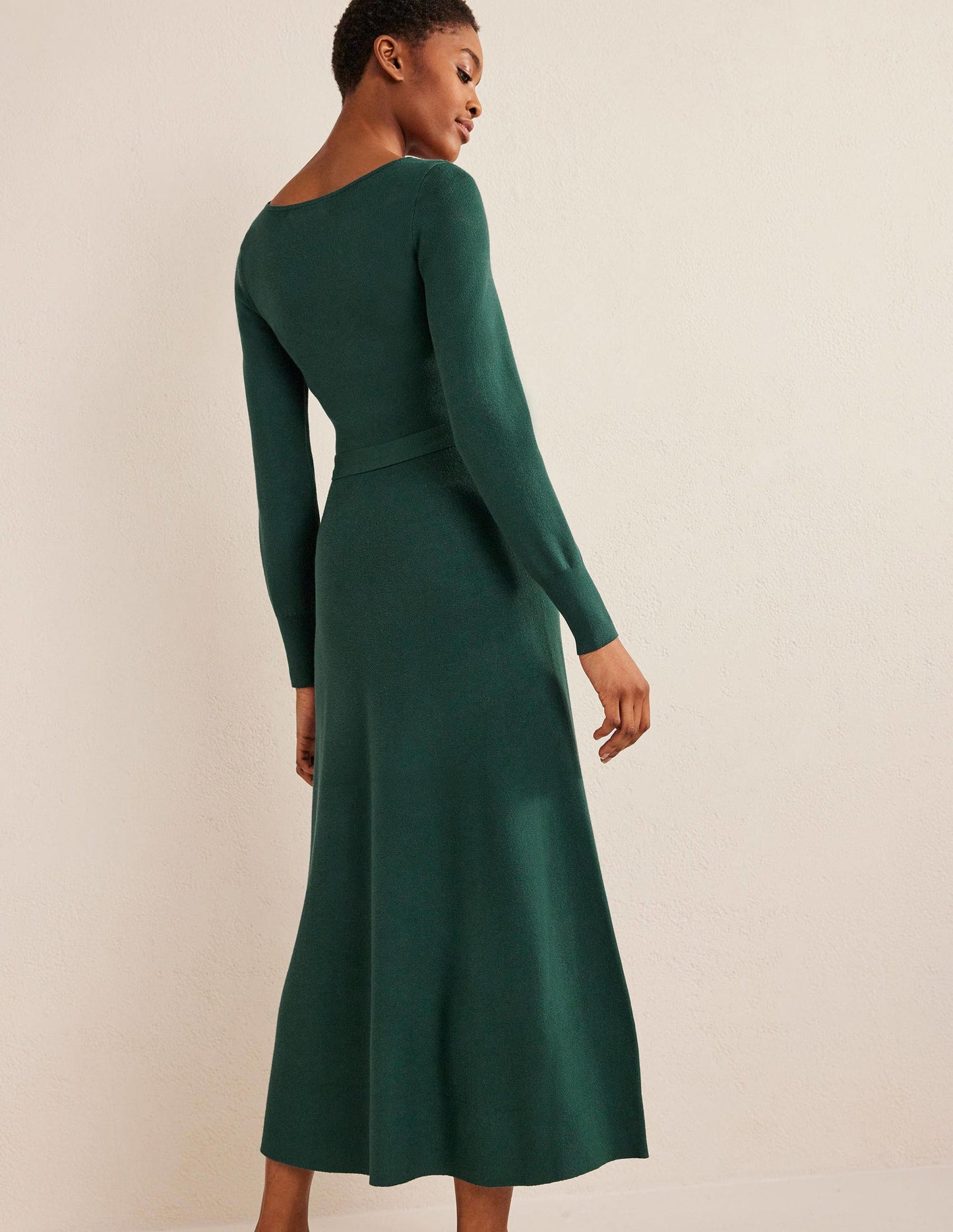 Sweetheart Midi Knitted Dress-Emerald Night