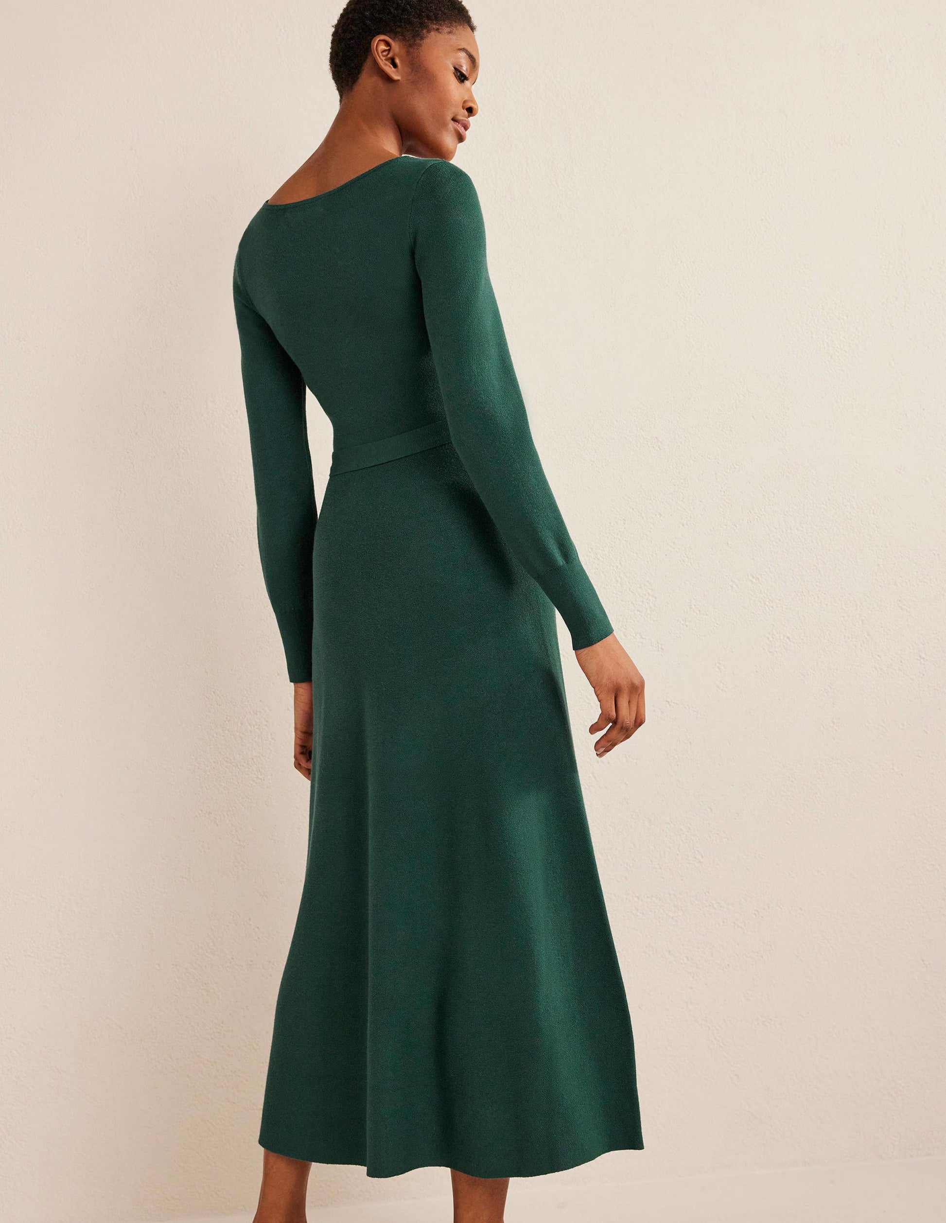 Sweetheart Midi Knitted Dress-Emerald Night-3