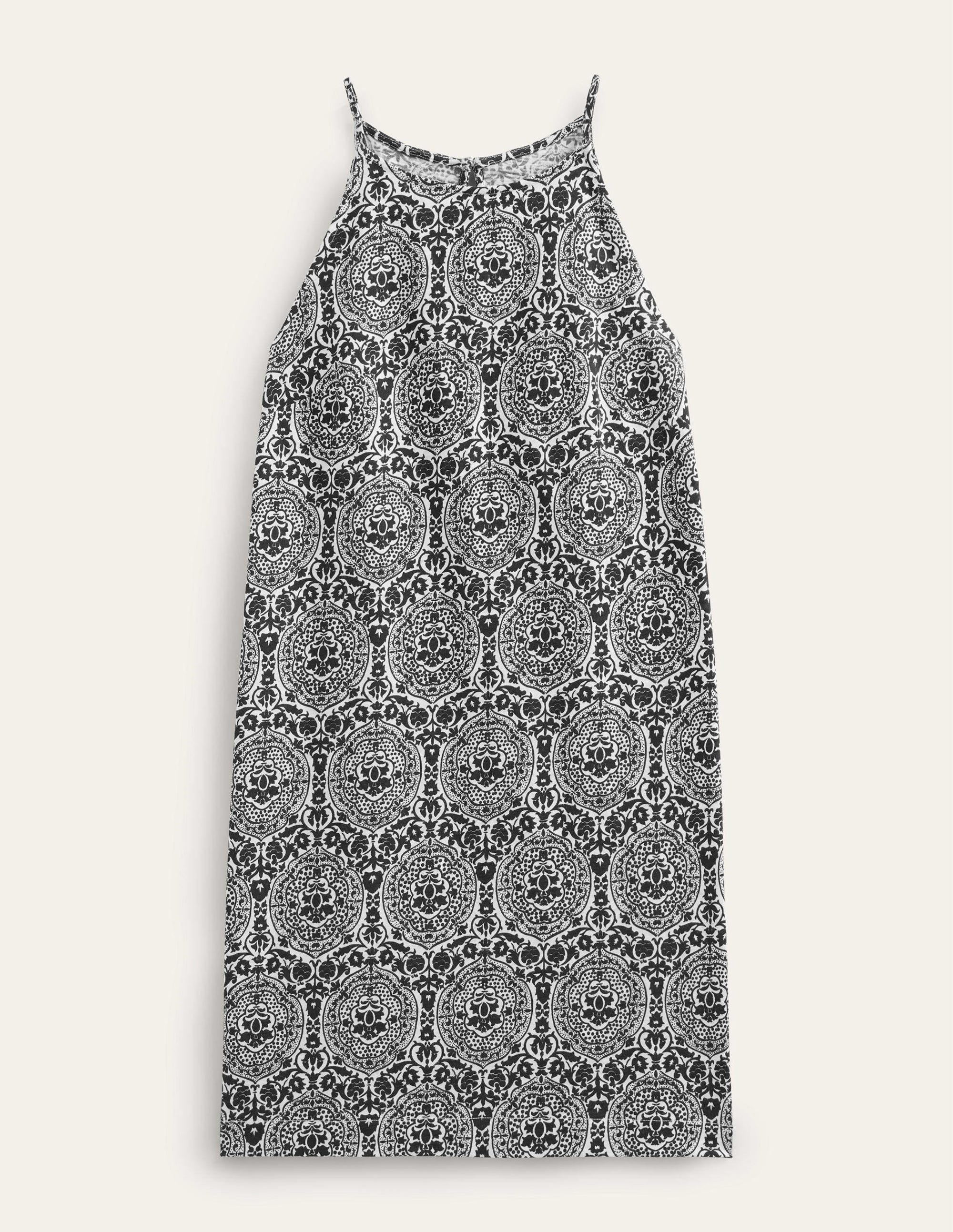Racer Neck Jersey Mini Dress-Black, Exotic Tile - Image 5