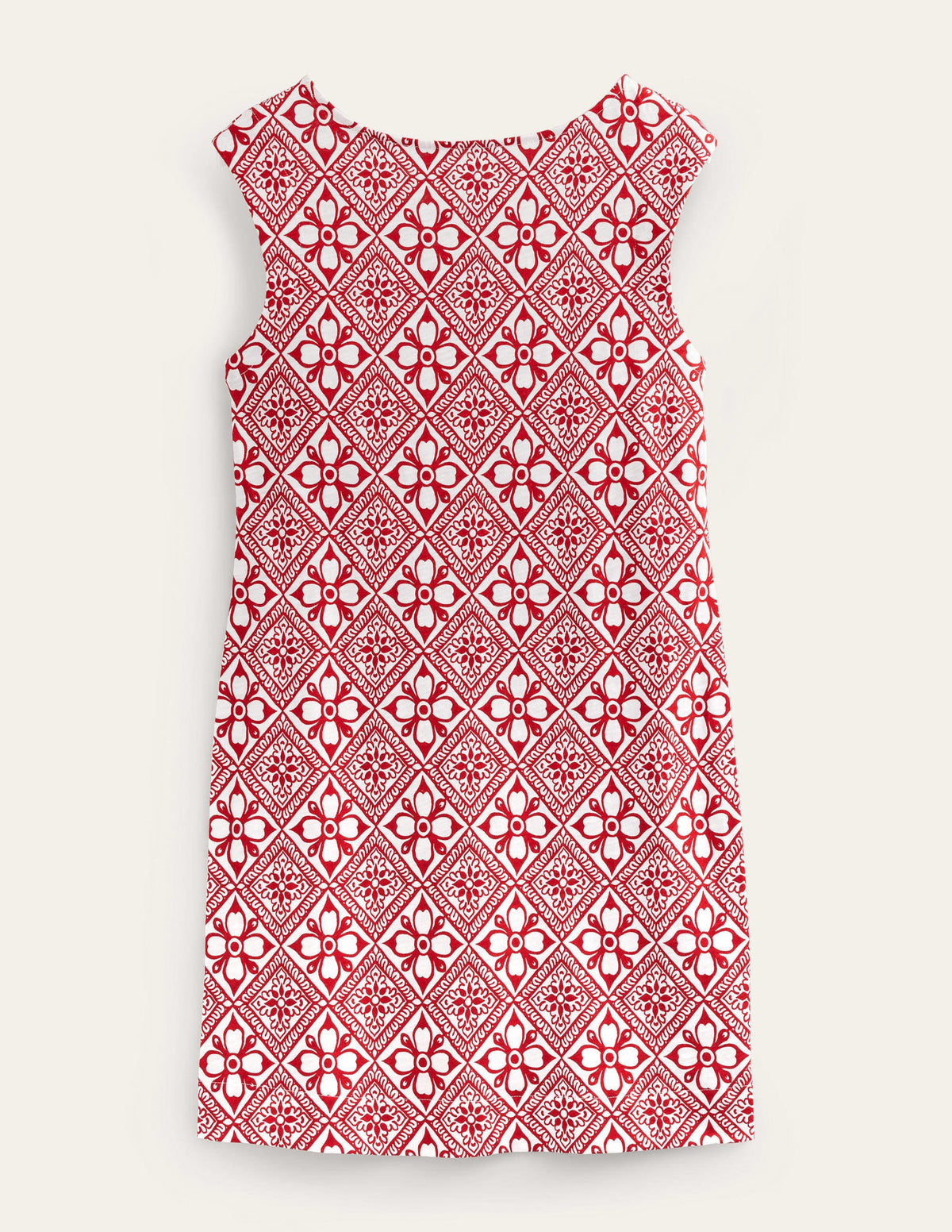 Sleeveless Jersey Shift Dress-Poinsettia, Block Pome - Image 5