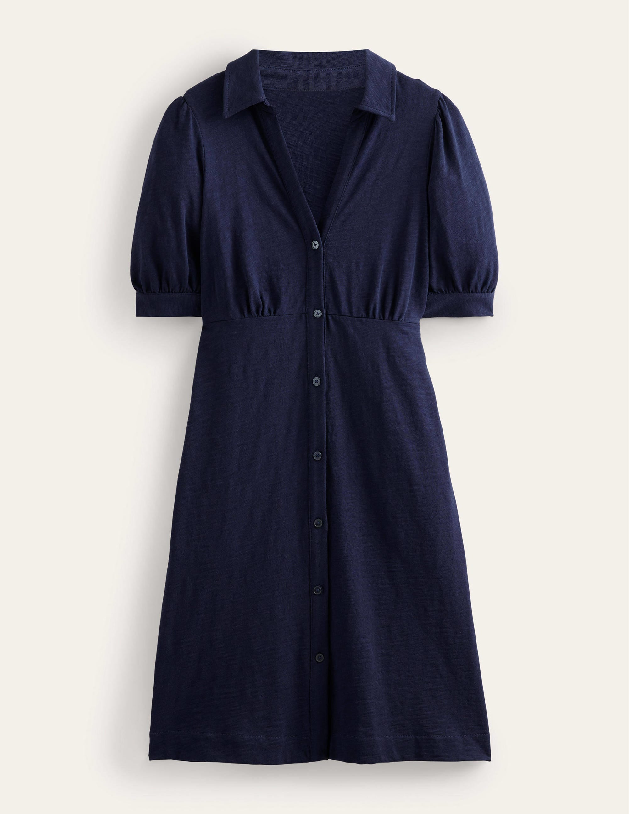 Button Jersey Mini Tea Dress-Navy - Image 5