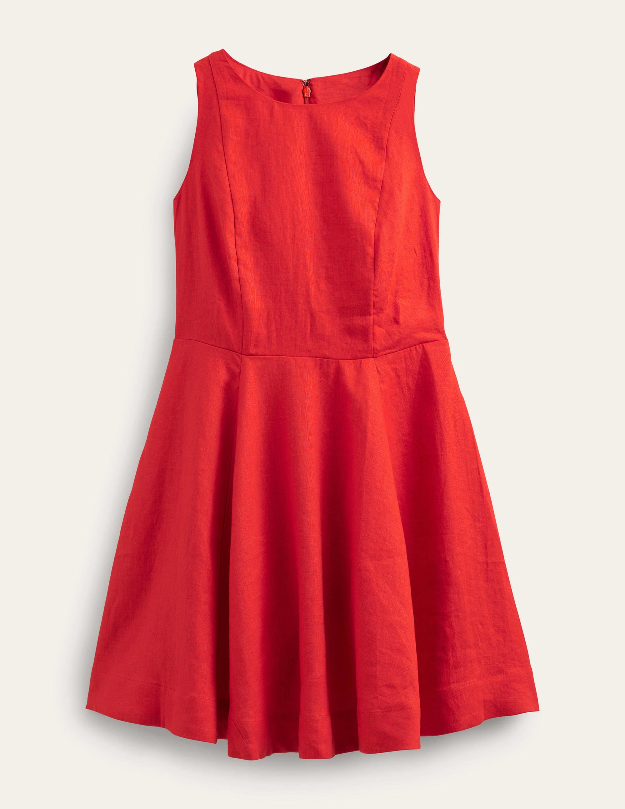 Fit-and-Flare Linen Mini Dress-Vermillion - Image 5