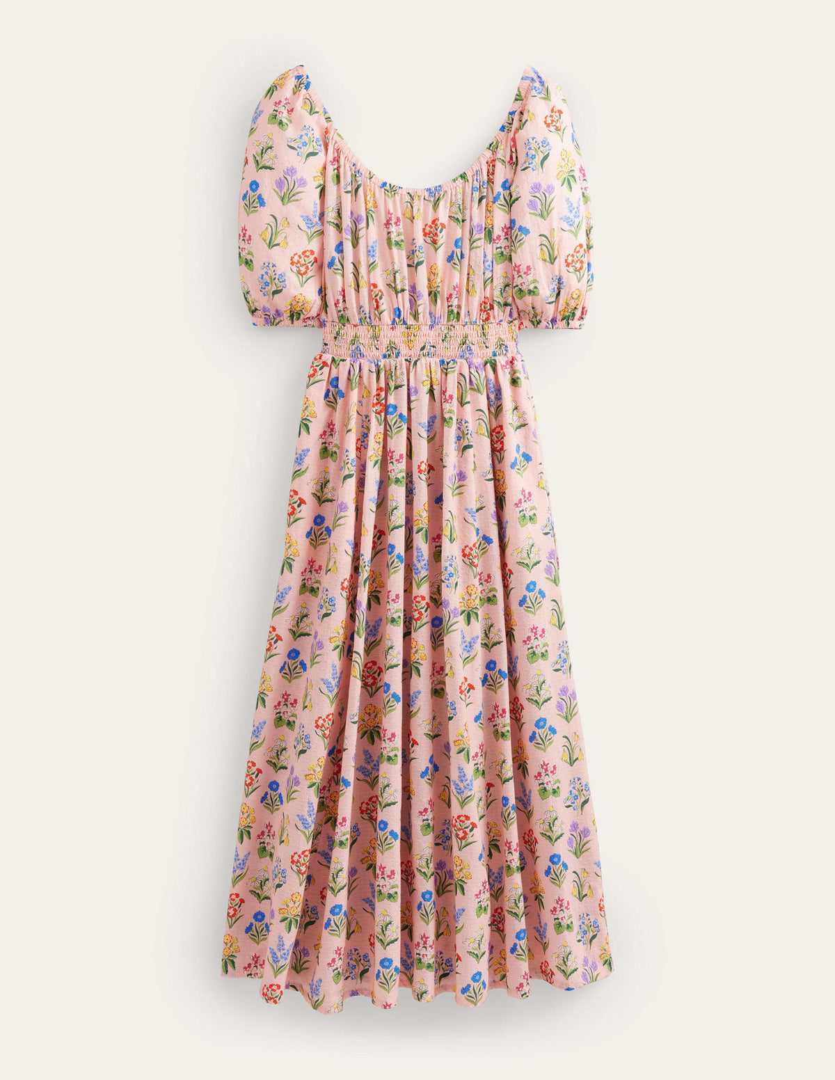 Scoop Neck Midi Dress-Dusty Pink, Spring Garden - Image 6