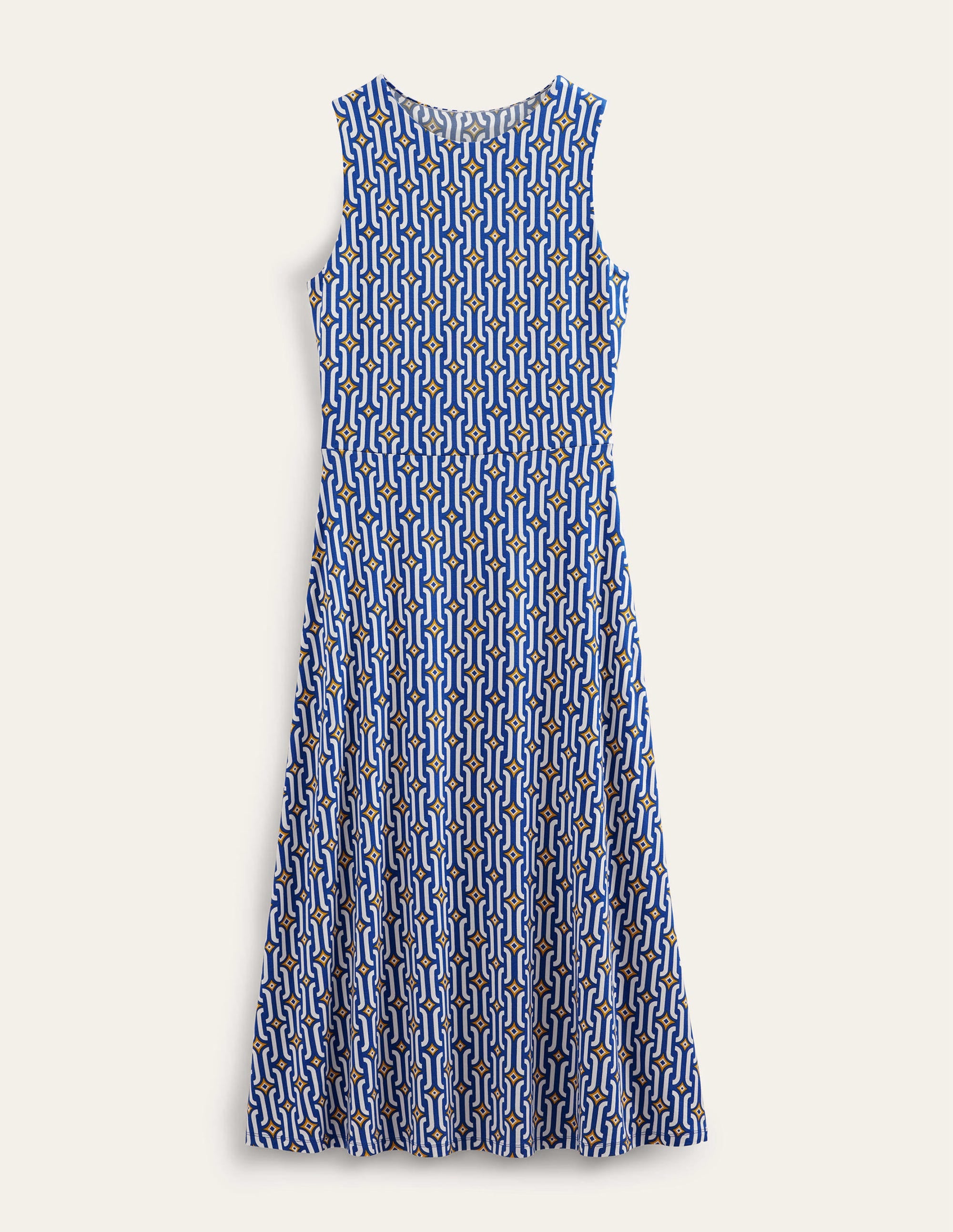 Cut-out Jersey Midi Dress-Sapphire, Azure Geo - Image 5