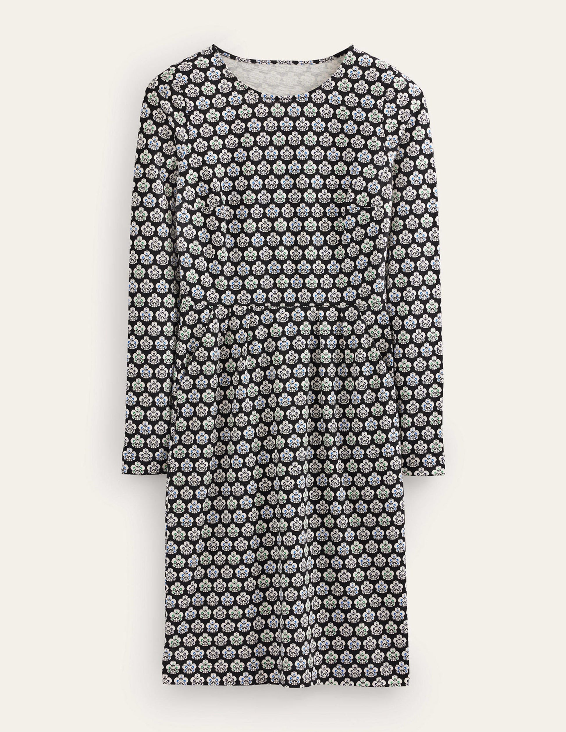 Penelope Jersey Dress-Black, Carnation Stamp-6