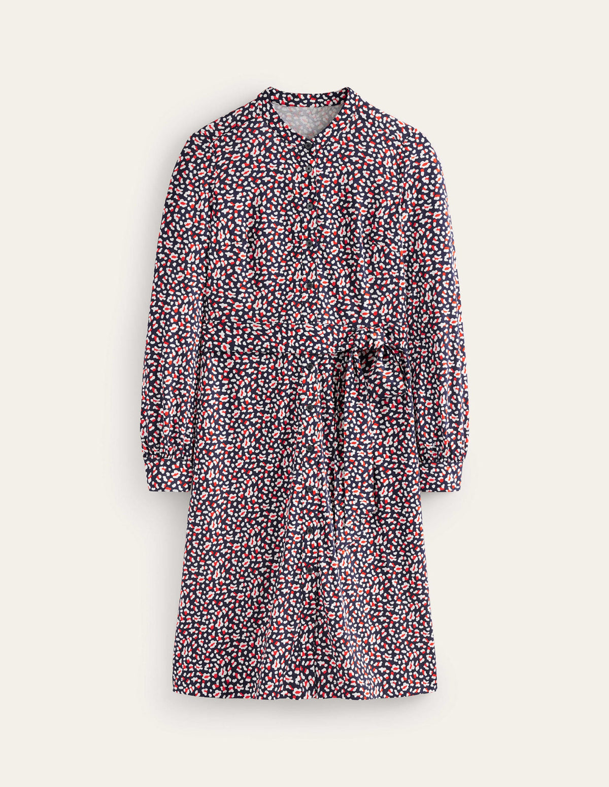 Julia Jersey Shirt Dress-French Navy, Animal Print - Image 5