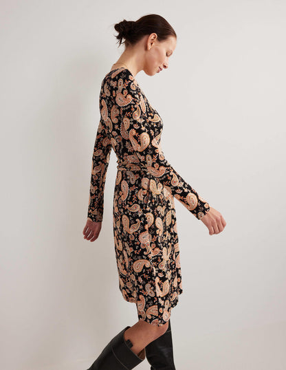 Abigail Jersey Dress-Black, Paisley Passion-4