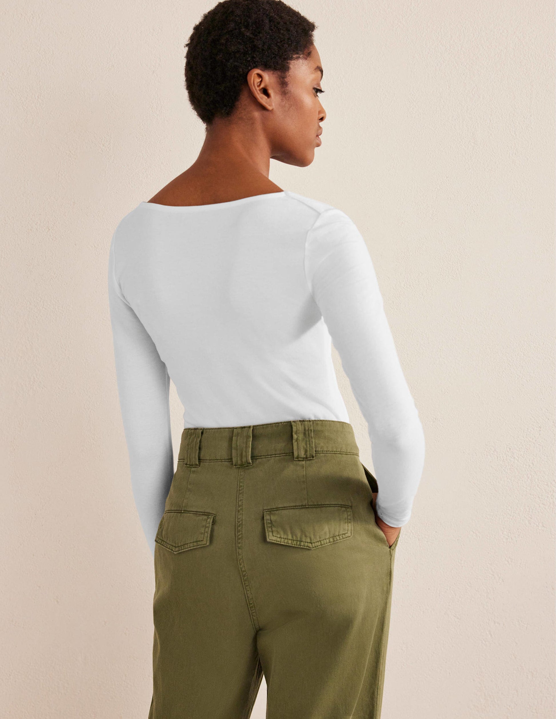 Double Layer V-neck Top-White-3