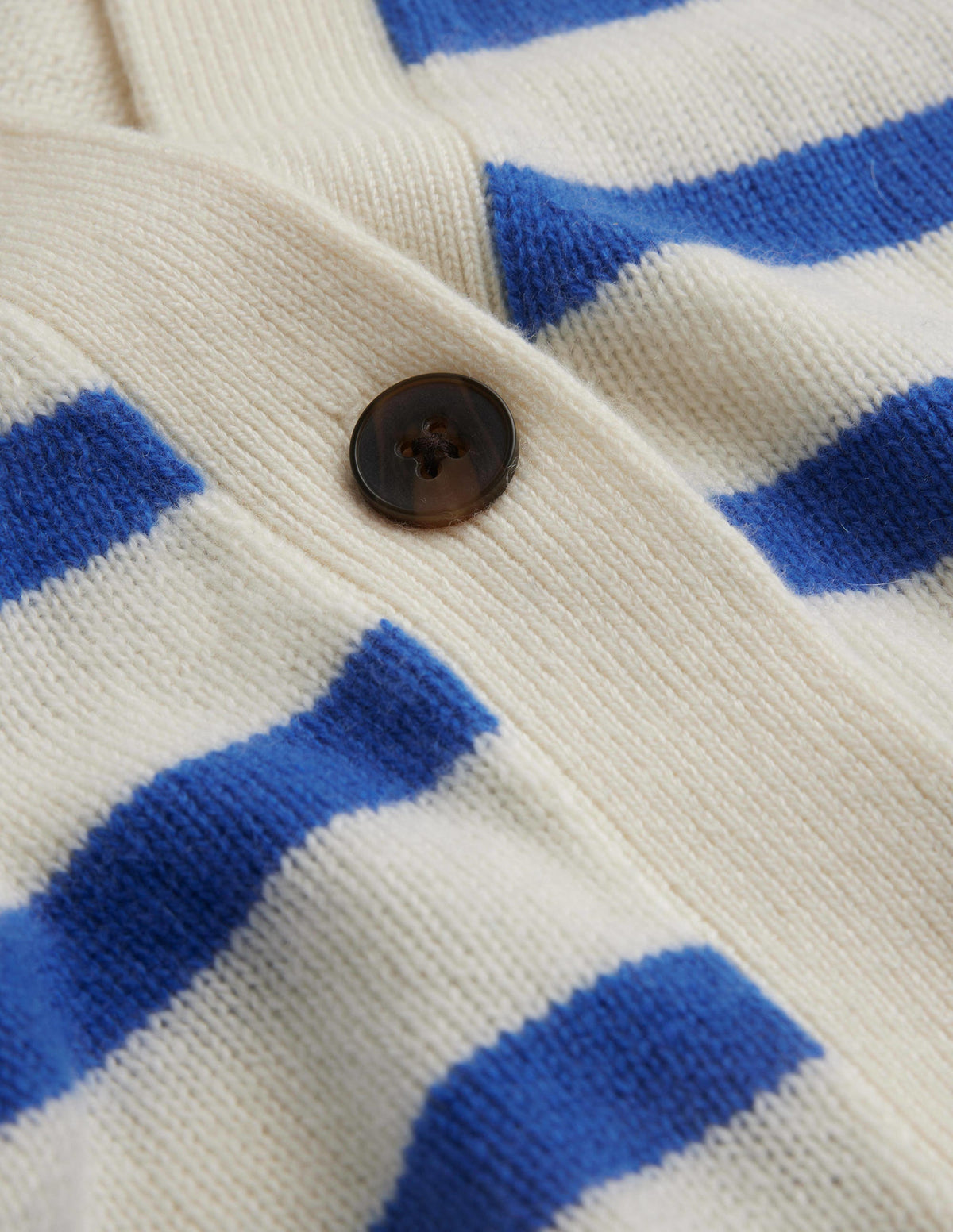 Long Cashmere Cardigan-Ivory, Bright Blue Stripe - Image 6