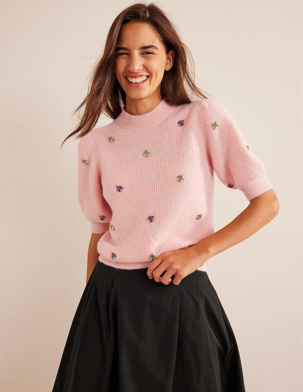 Embellished Fluffy T-shirt-Marshmallow - Image 1