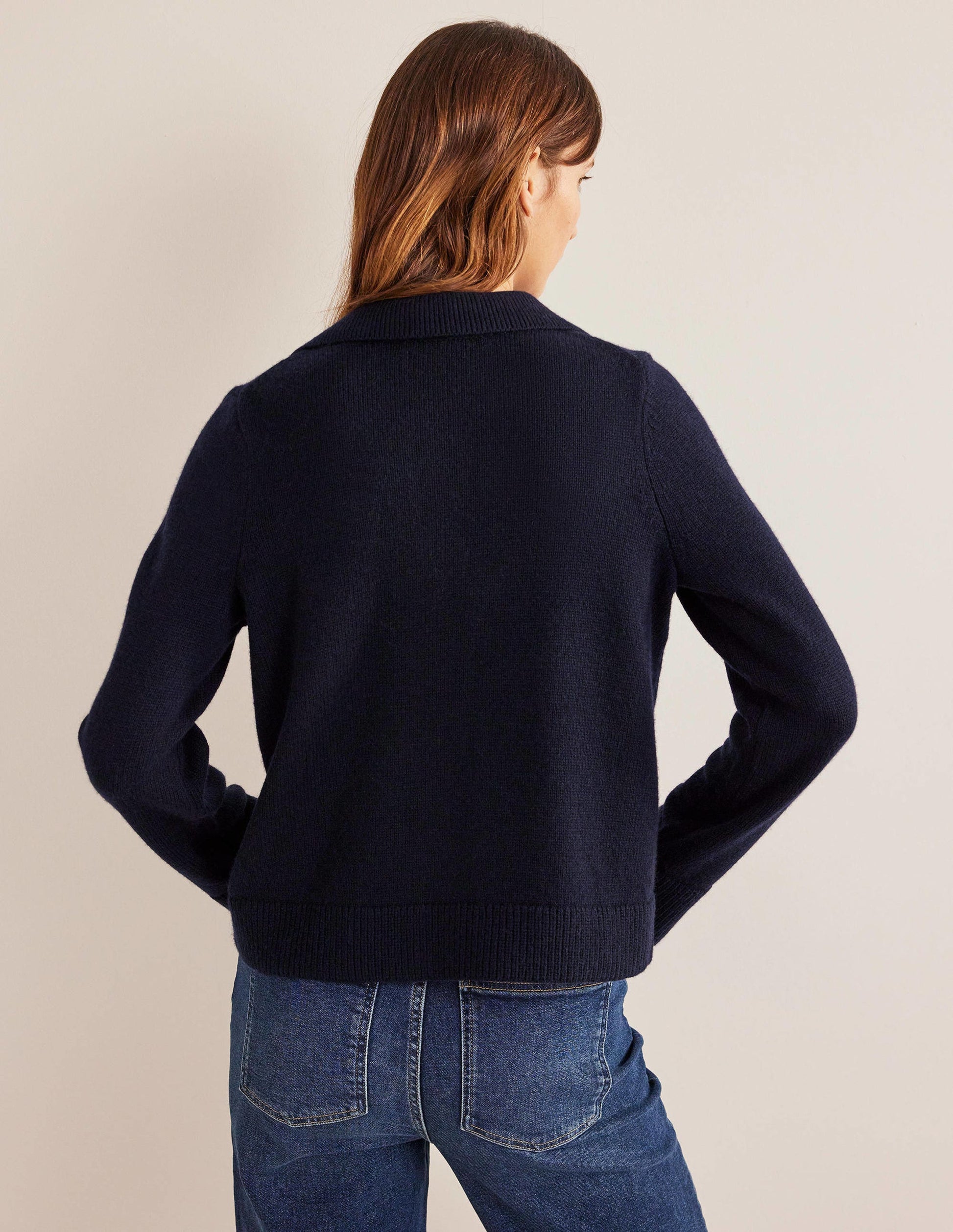 Collared Cardigan-Navy-3