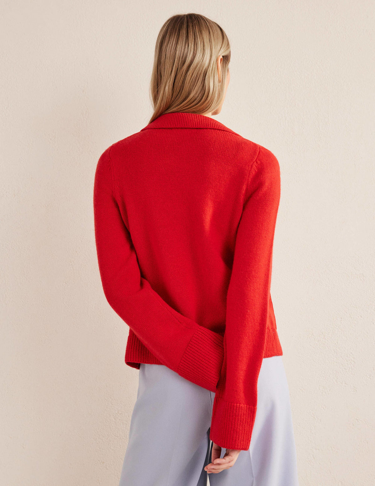 Collared Cardigan-High Risk Red-4