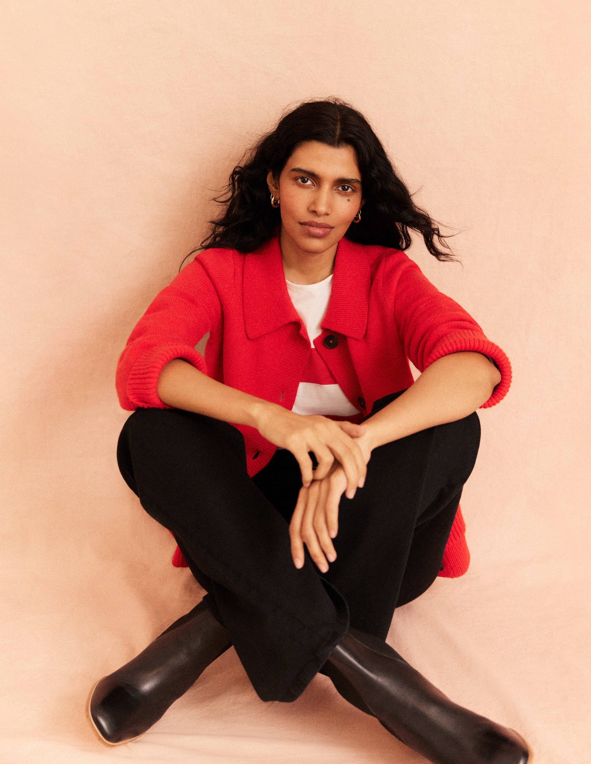 Collared Cardigan-High Risk Red - Image 6