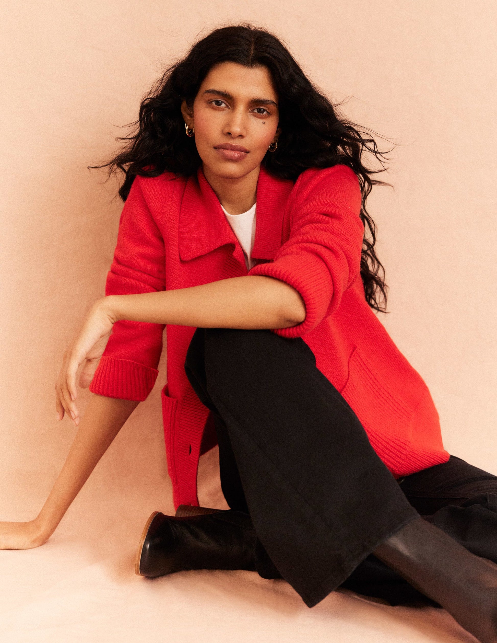 Collared Cardigan-High Risk Red-7