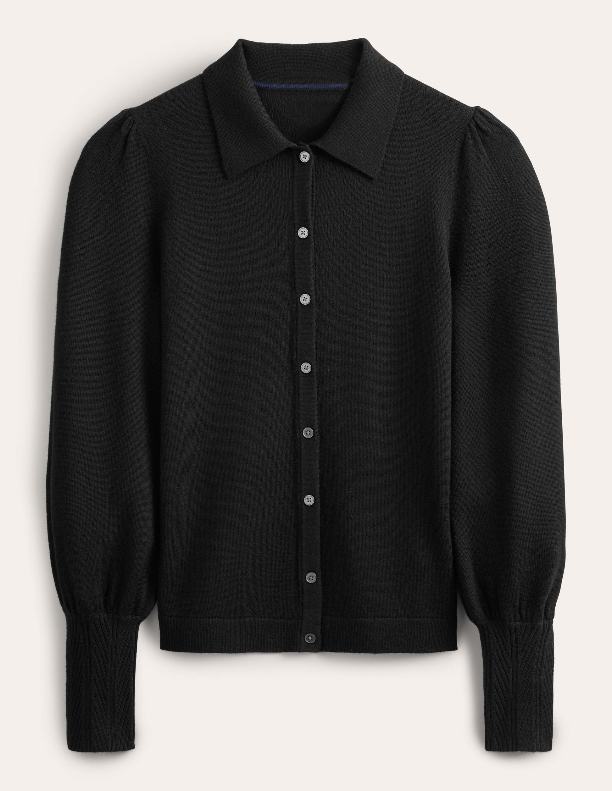Merino Detail Cuff  Shirt-Black-5
