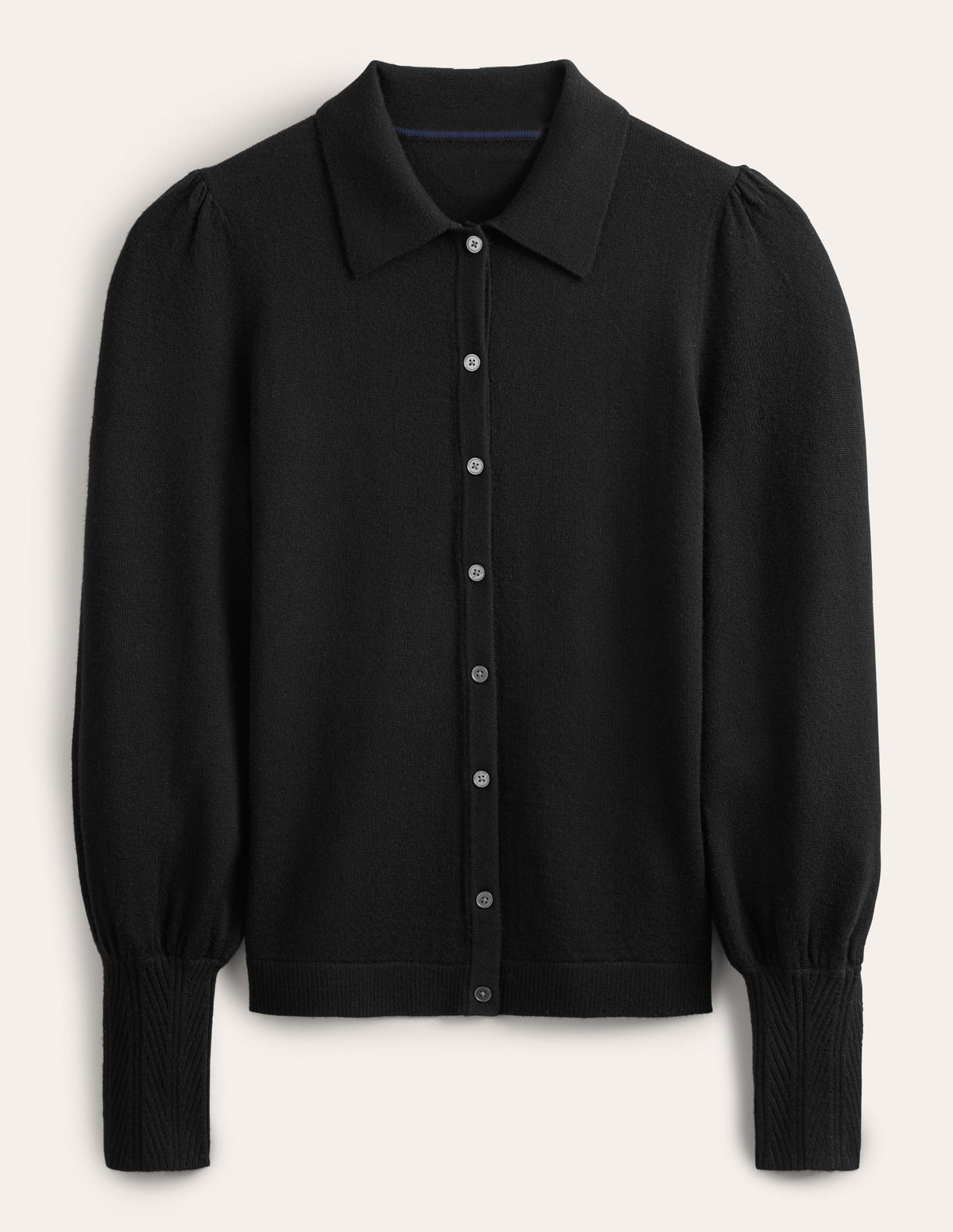 Merino Detail Cuff  Shirt-Black - Image 5