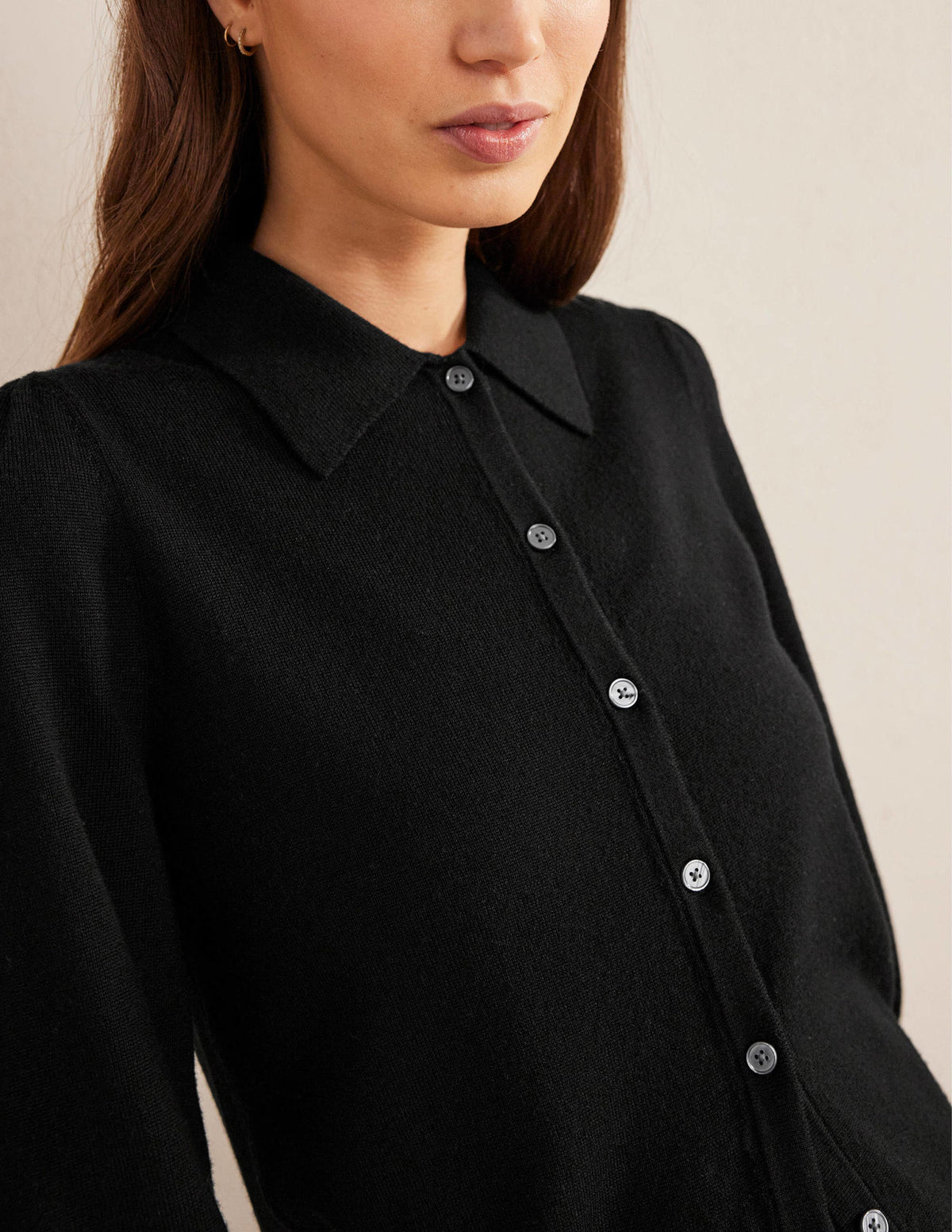 Merino Detail Cuff  Shirt-Black - Image 2