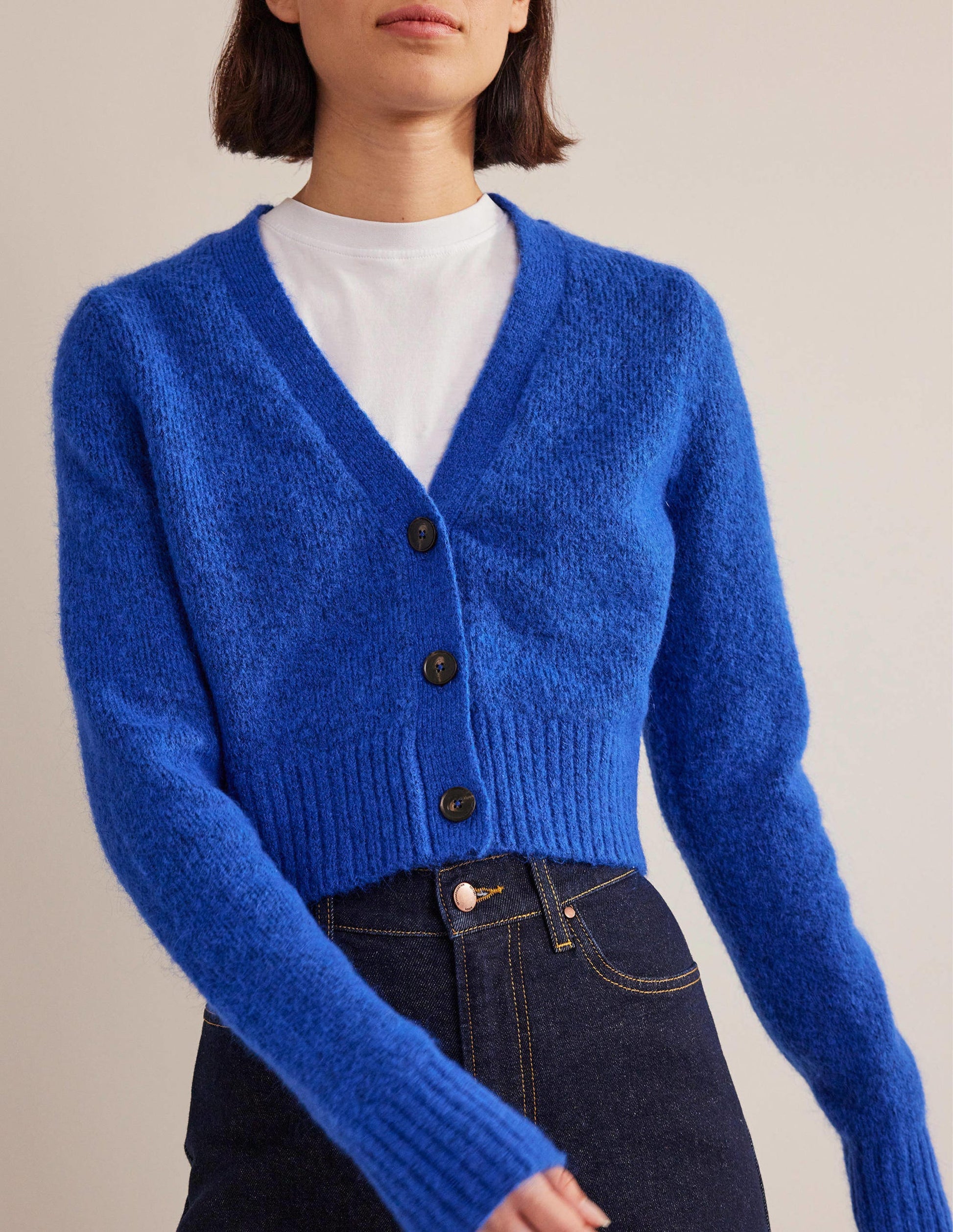 Fluffy Cropped V-Neck Cardigan-Summit-2