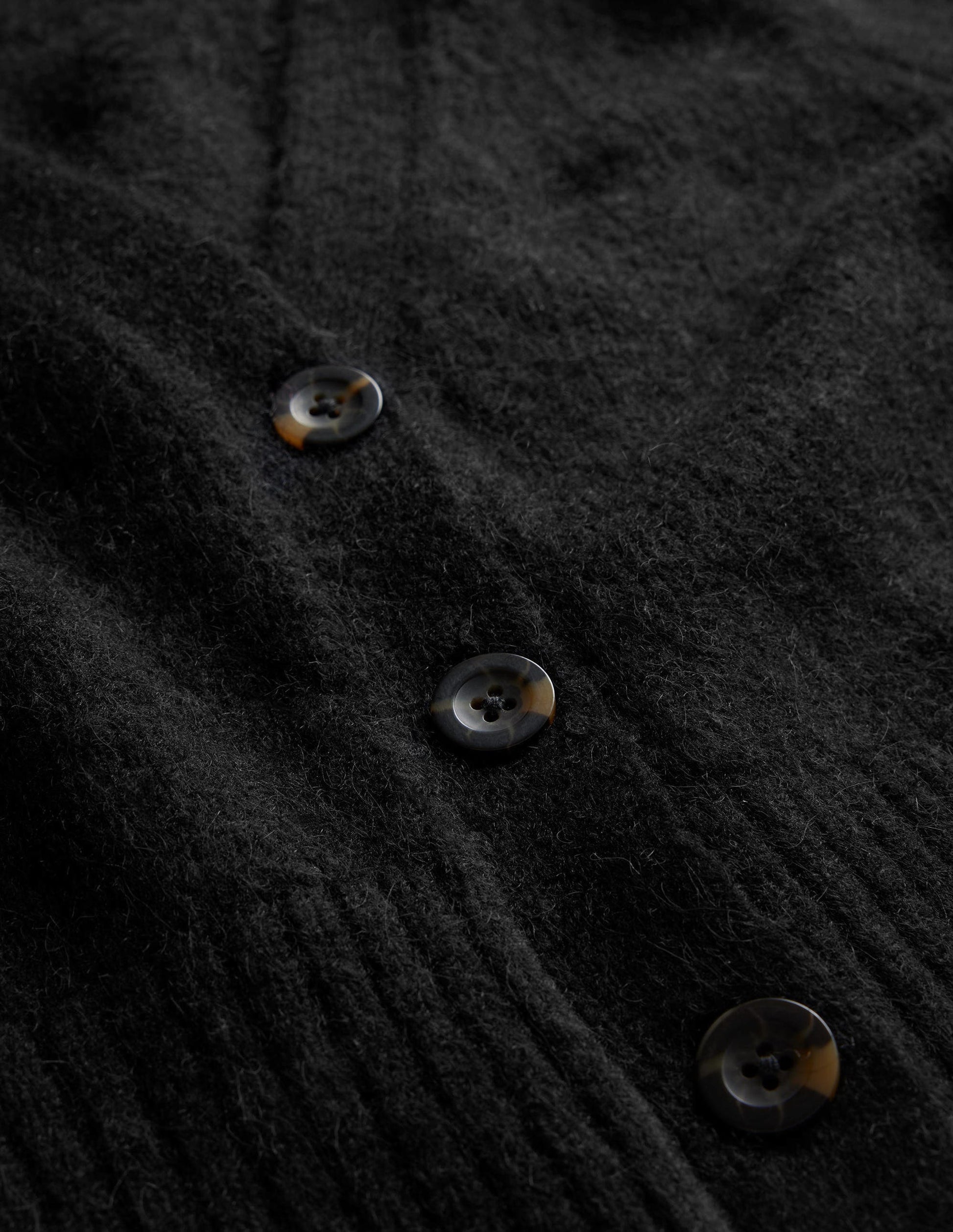 Fluffy Cropped V-Neck Cardigan-Black-6