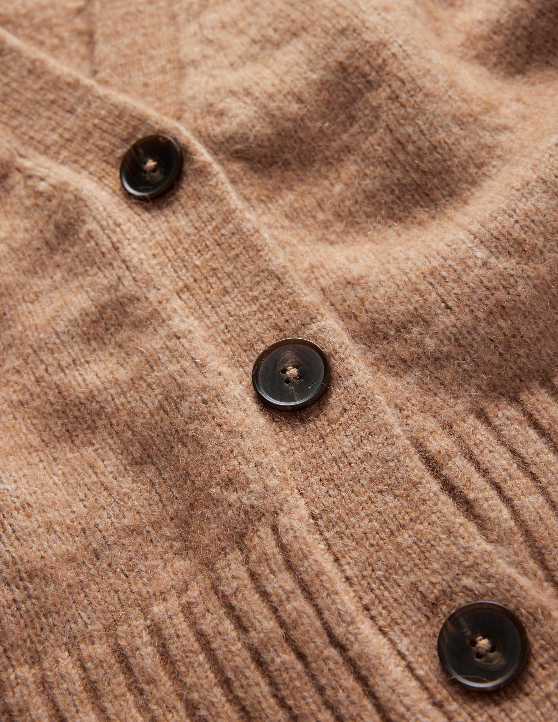 Fluffy Cropped V-Neck Cardigan-Camel Melange-7
