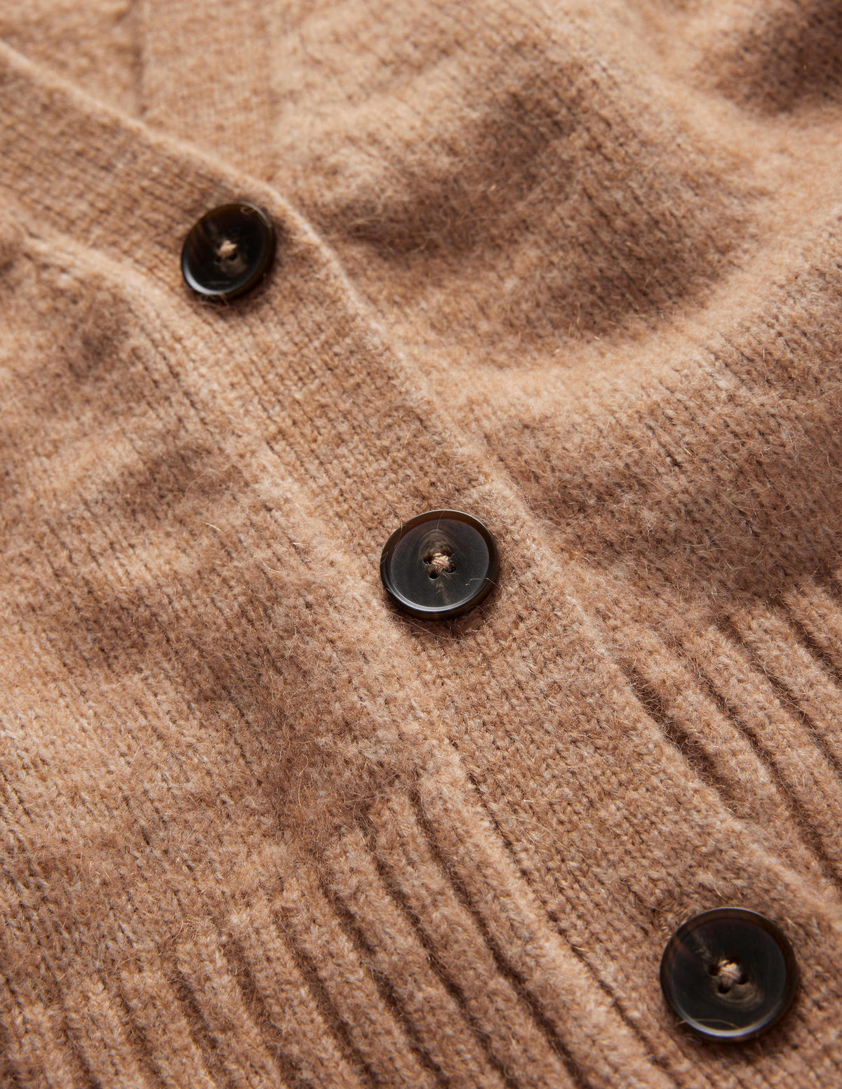 Fluffy Cropped V-Neck Cardigan-Camel Melange - Image 7