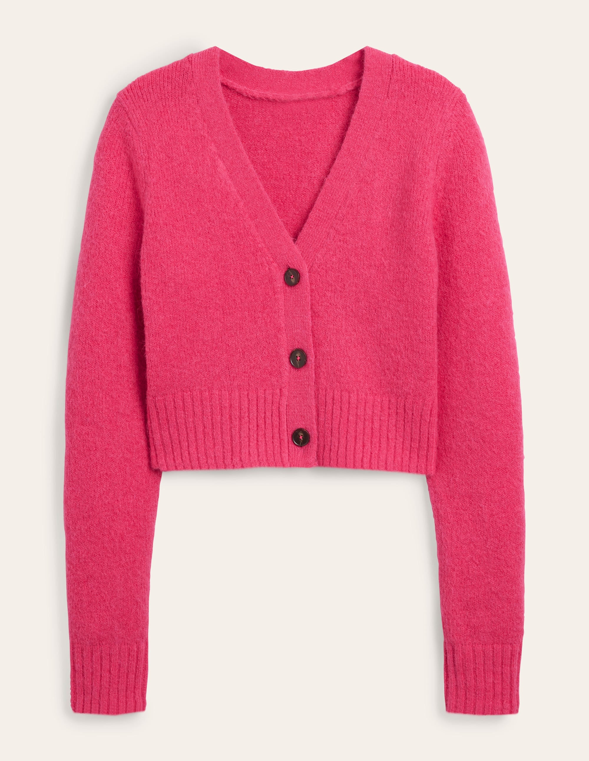 Fluffy Cropped V-Neck Cardigan-Virtual Pink - Image 6
