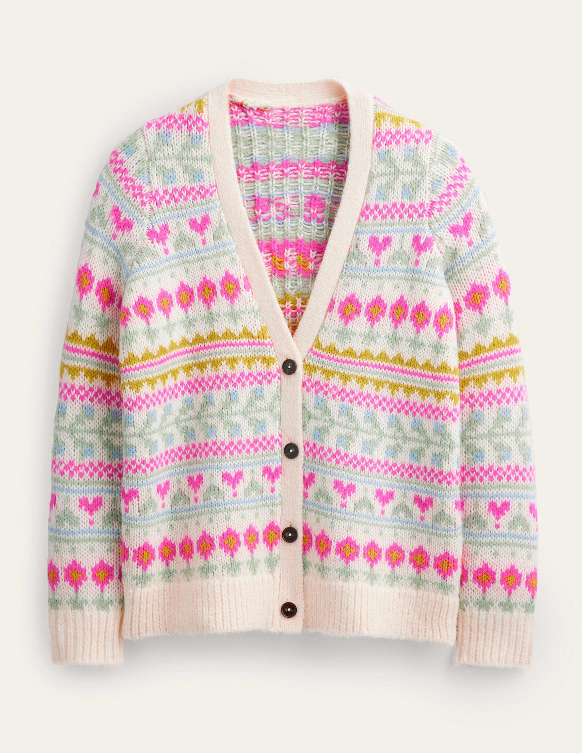 Fluffy Fair Isle Cardigan-Ivory, Multi Fairisle - Image 6