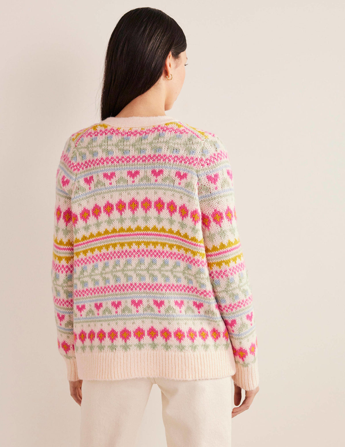 Fluffy Fair Isle Cardigan-Ivory, Multi Fairisle-3