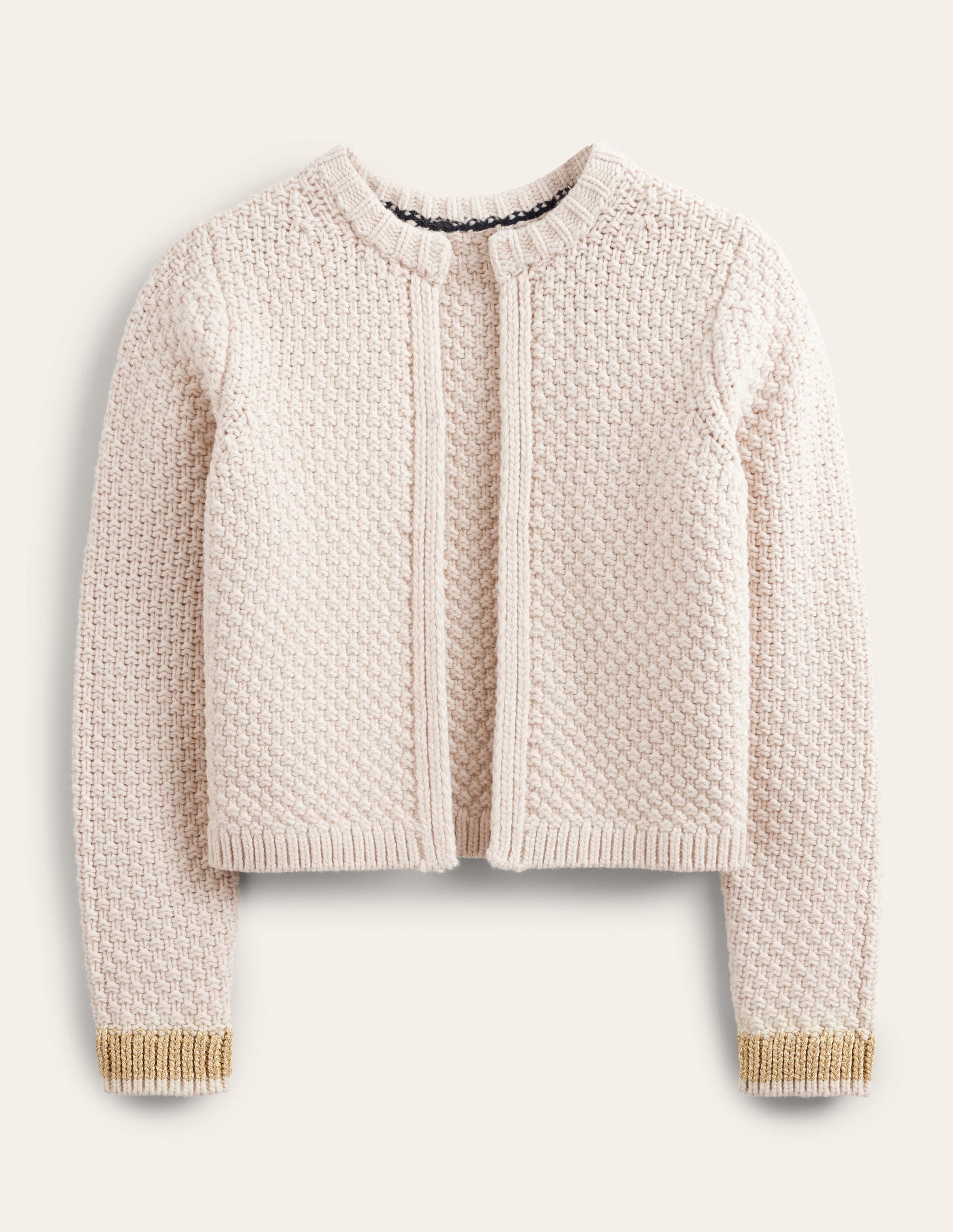 Textured Chunky Wool Cardigan-Shearling, Gold-7
