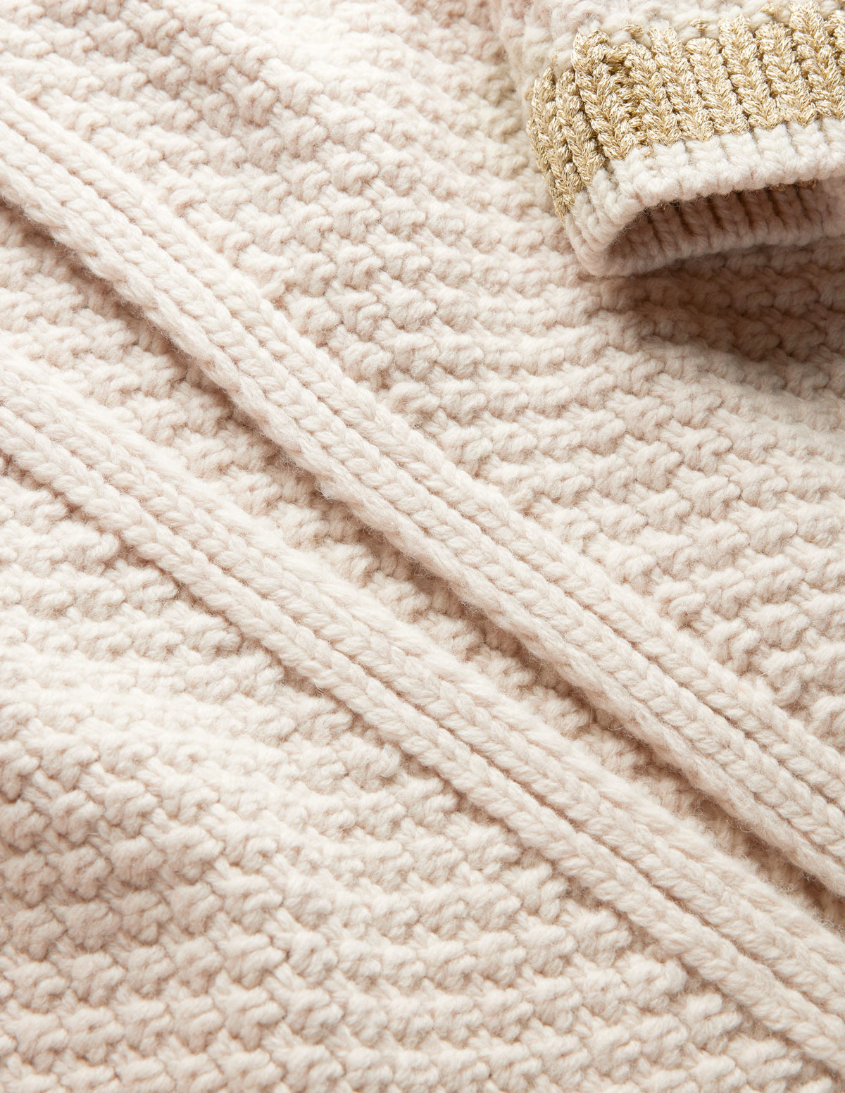 Textured Chunky Wool Cardigan-Shearling, Gold-8
