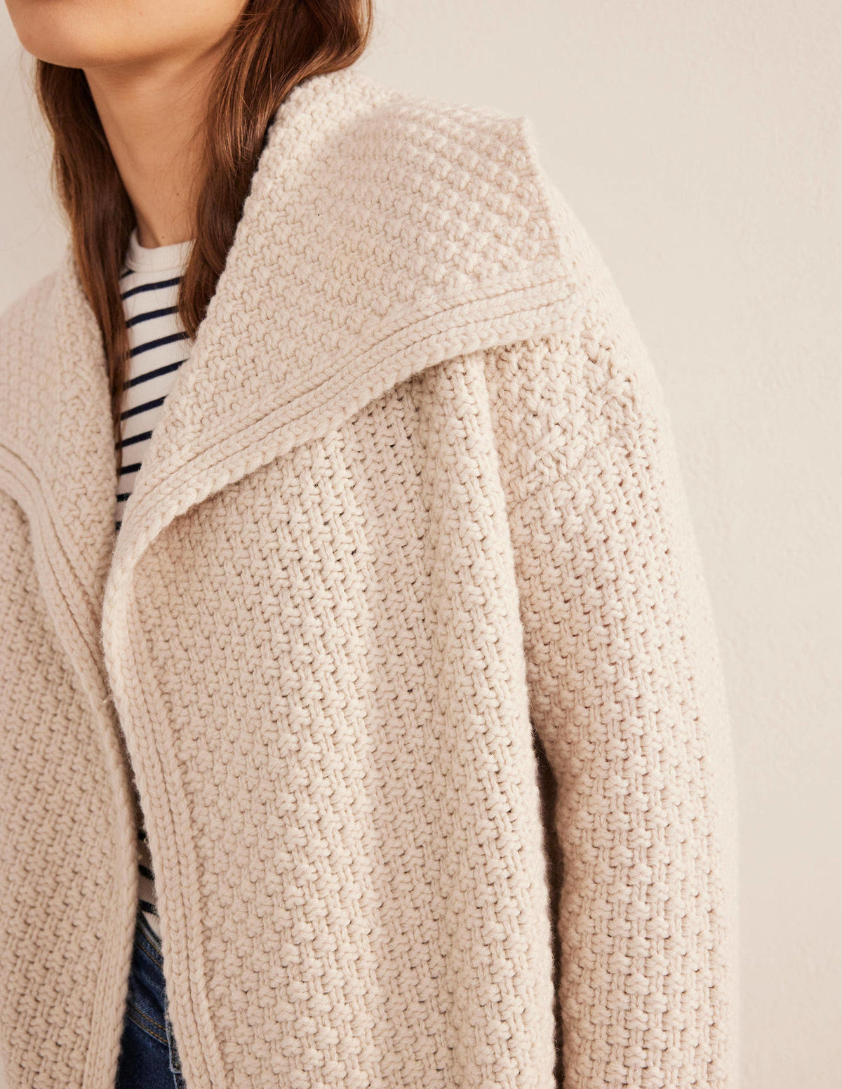 Textured Chunky Wool Coatigan-Shearling - Image 2