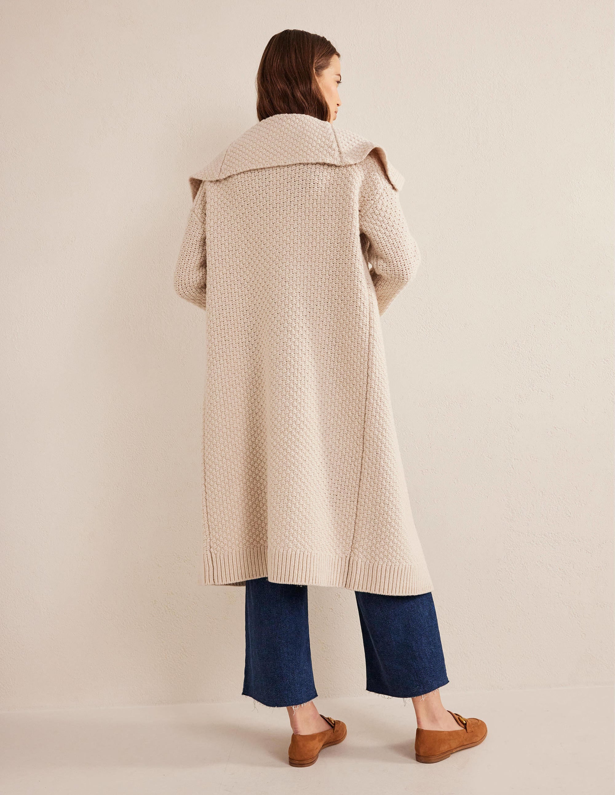 Textured Chunky Wool Coatigan-Shearling - Image 3