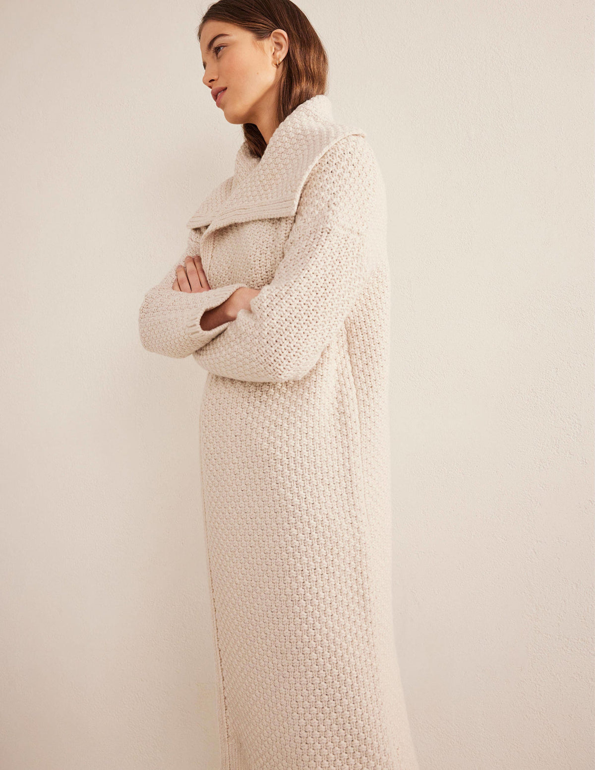 Textured Chunky Wool Coatigan-Shearling - Image 4
