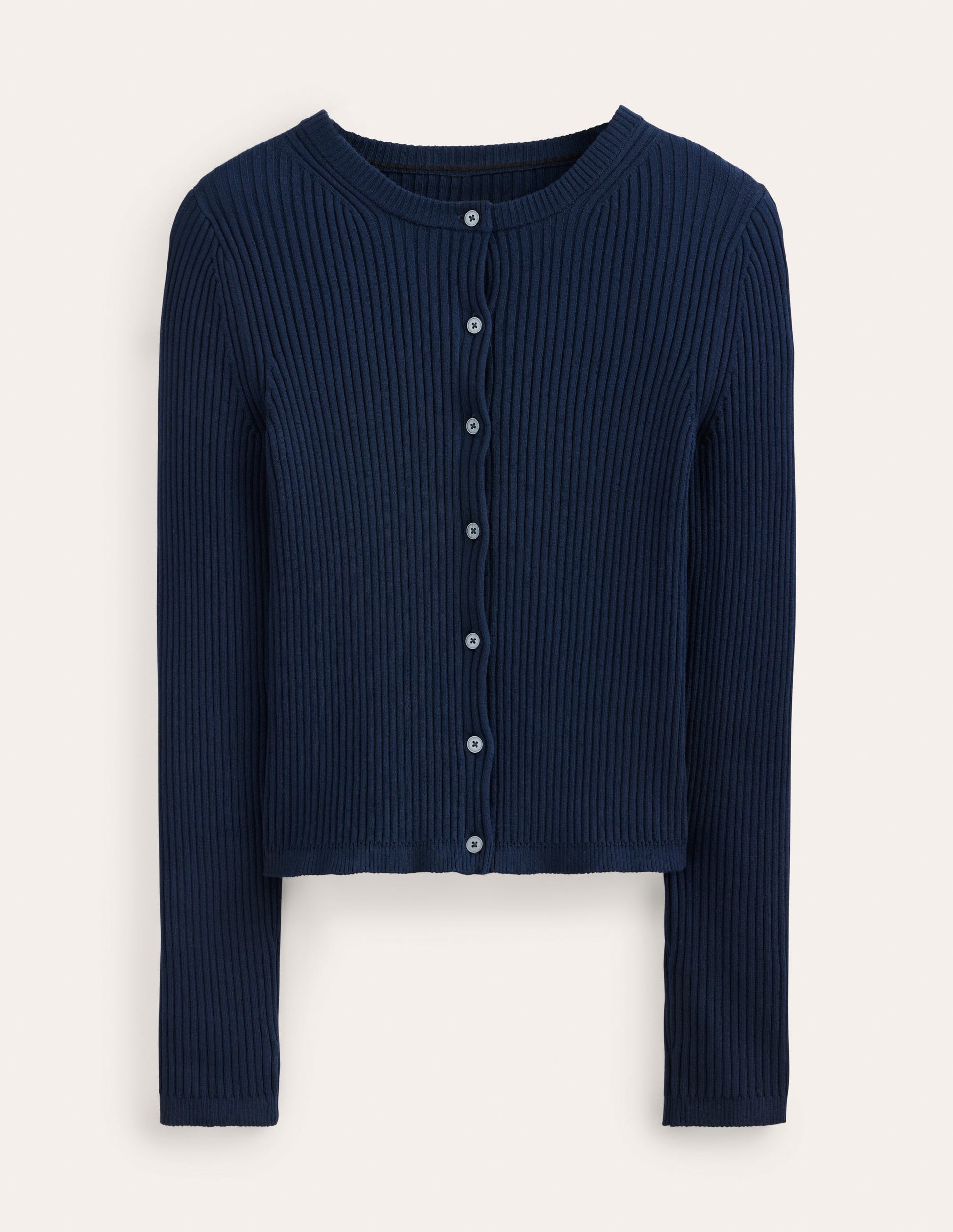 Ribbed Detail Cardigan-Navy-5