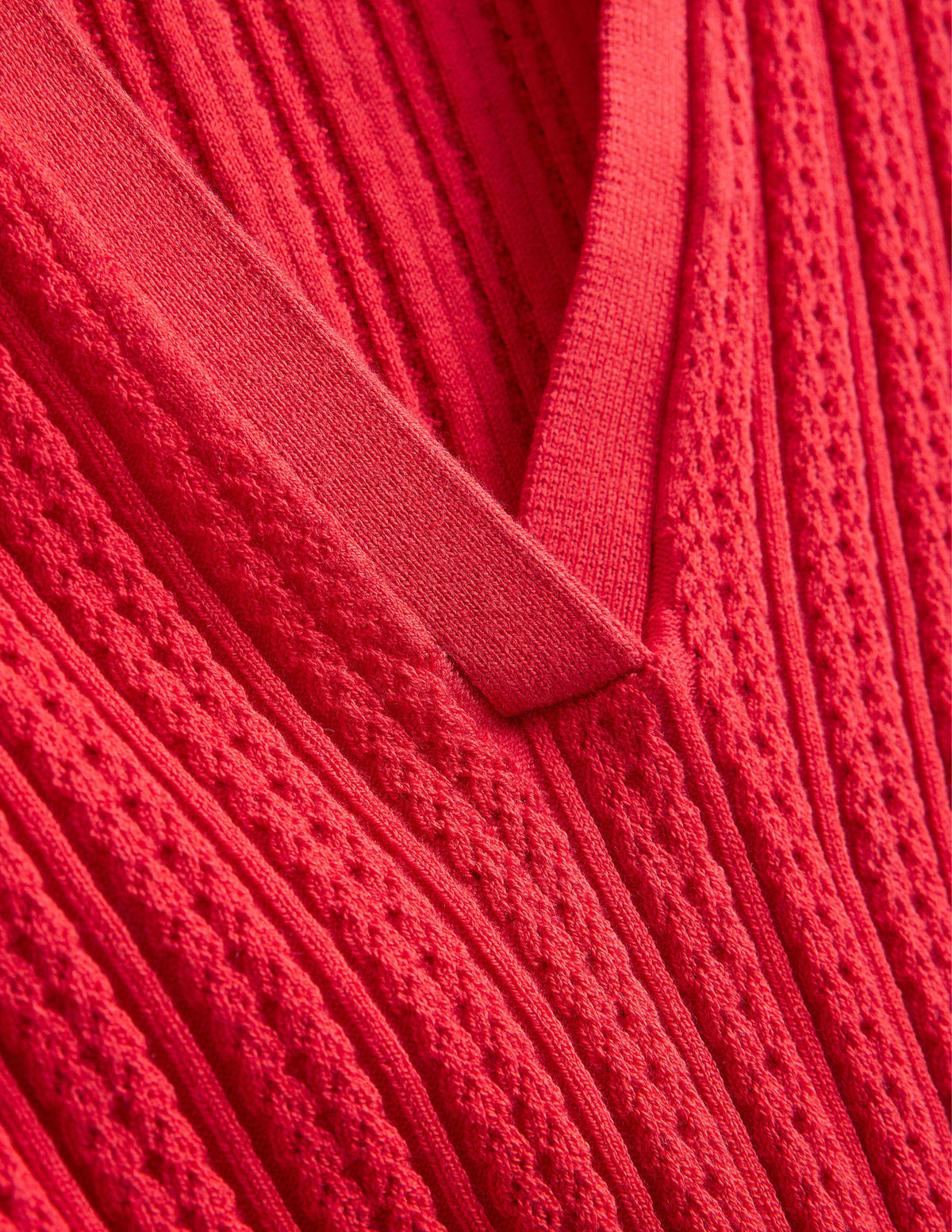 Ribbed Pointelle Collared Top-Strawberry Tart Red - Image 6