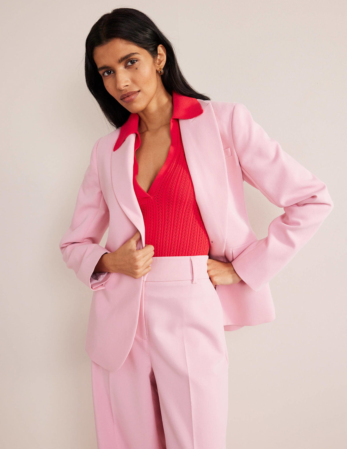 Ribbed Pointelle Collared Top-Strawberry Tart Red-4