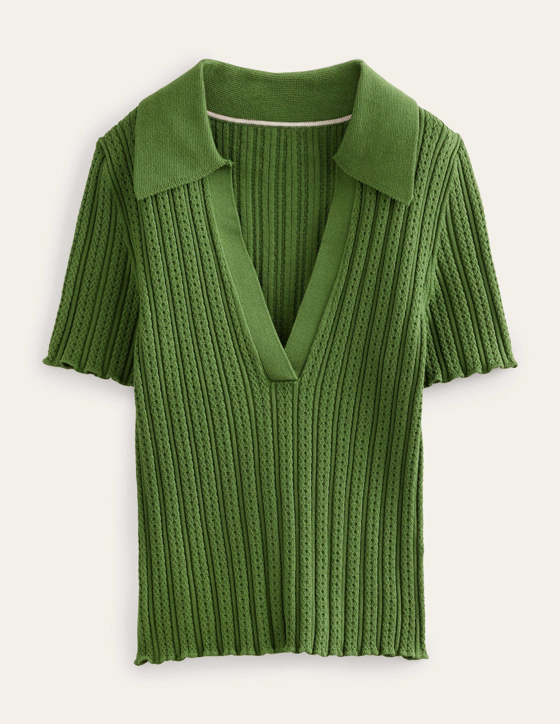 Ribbed Pointelle Collared Top-Park Ranger-5