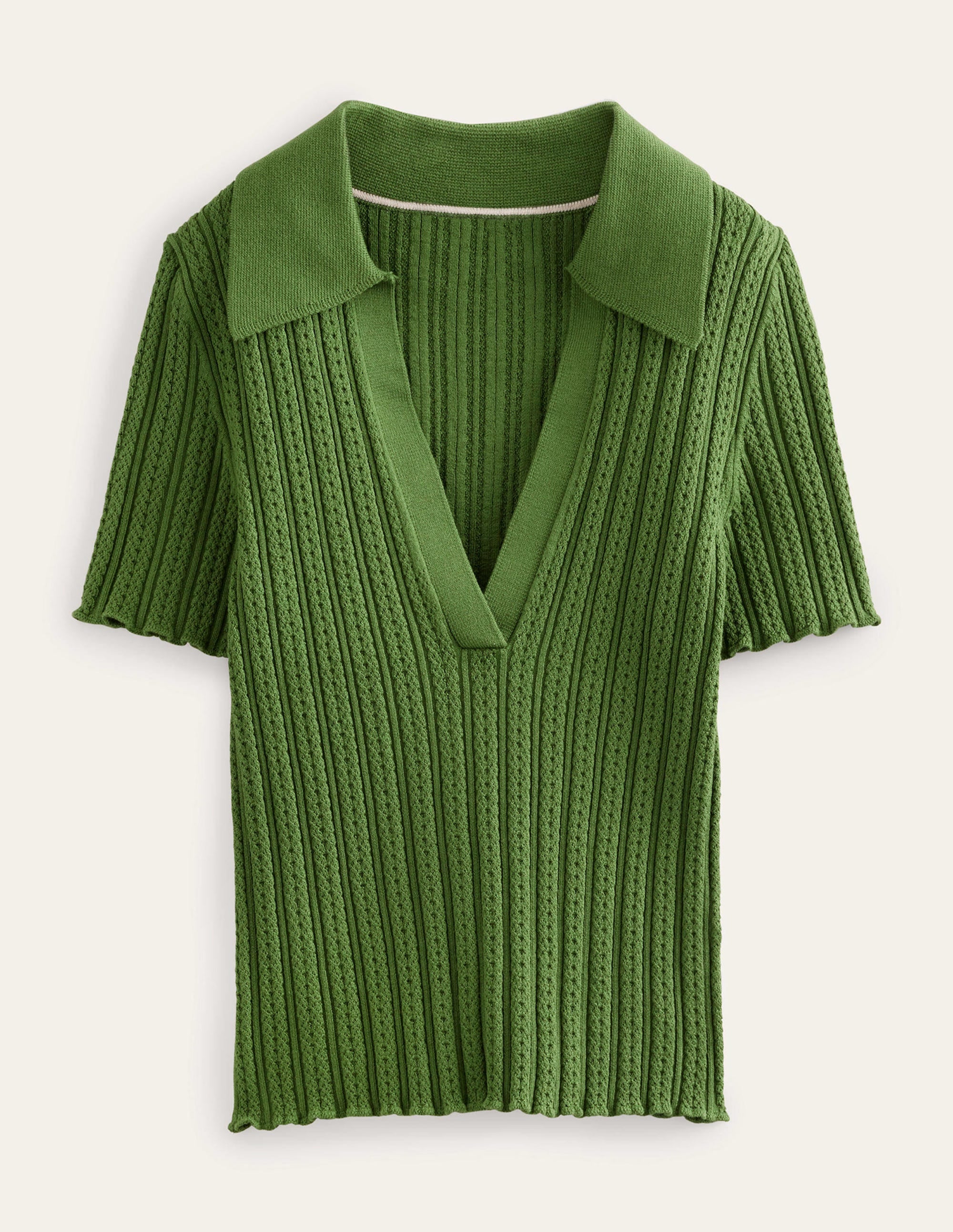 Ribbed Pointelle Collared Top-Park Ranger - Image 5