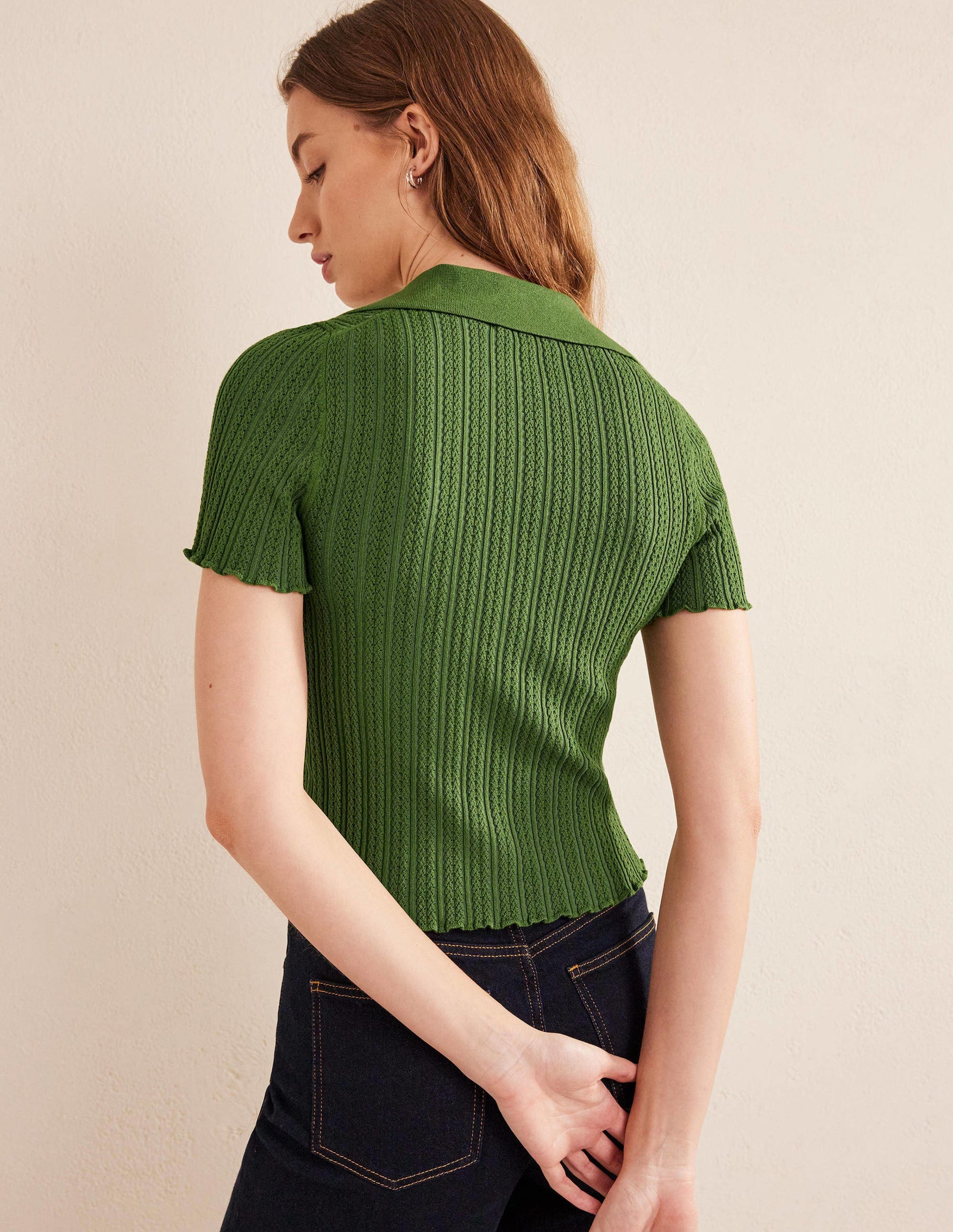 Ribbed Pointelle Collared Top-Park Ranger-3