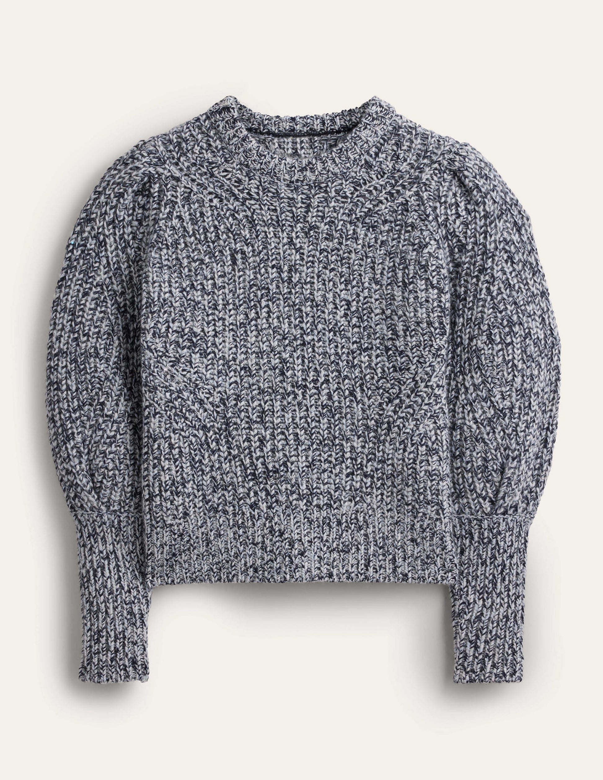Chunky Rib Cashmere Sweater-Blues Melange-5