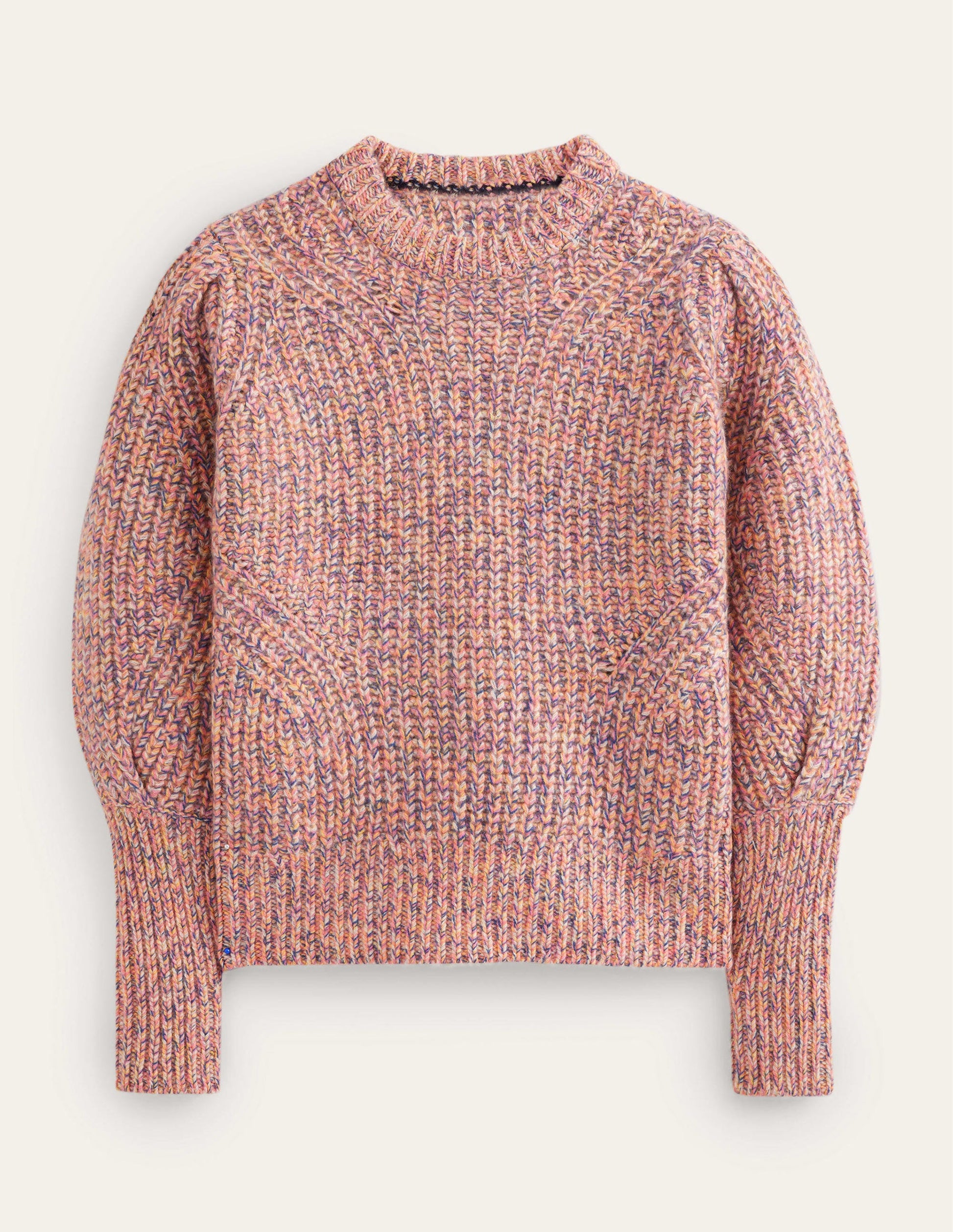 Chunky Rib Cashmere Sweater-Dusky Rose Marl-6