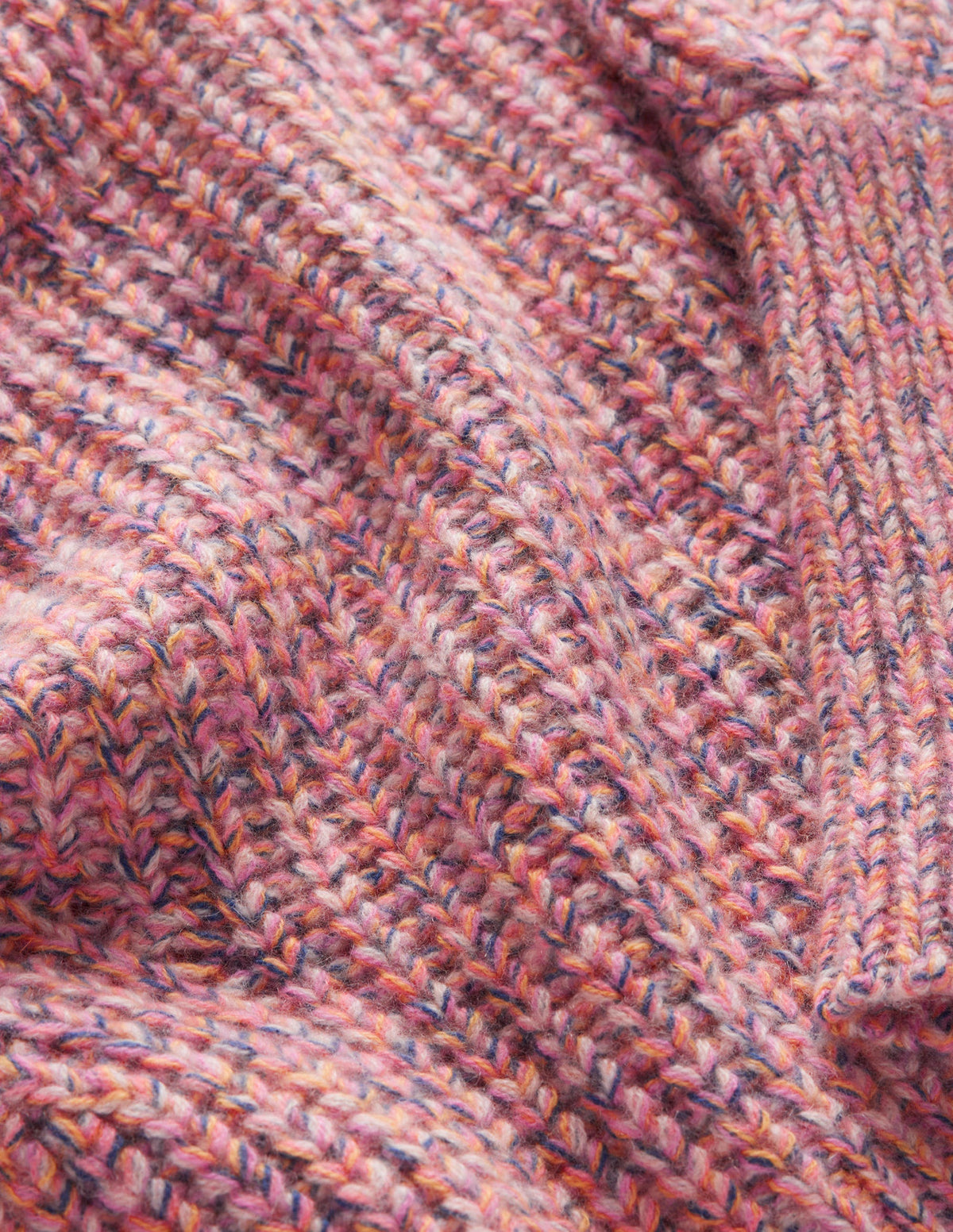 Chunky Rib Cashmere Sweater-Dusky Rose Marl-7