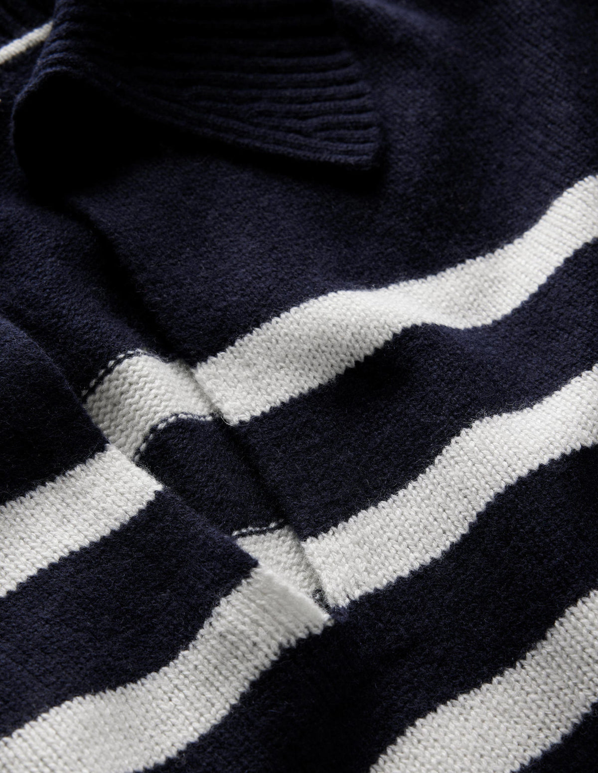 Collared Cashmere Sweater-Navy, Ivory Stripe-8