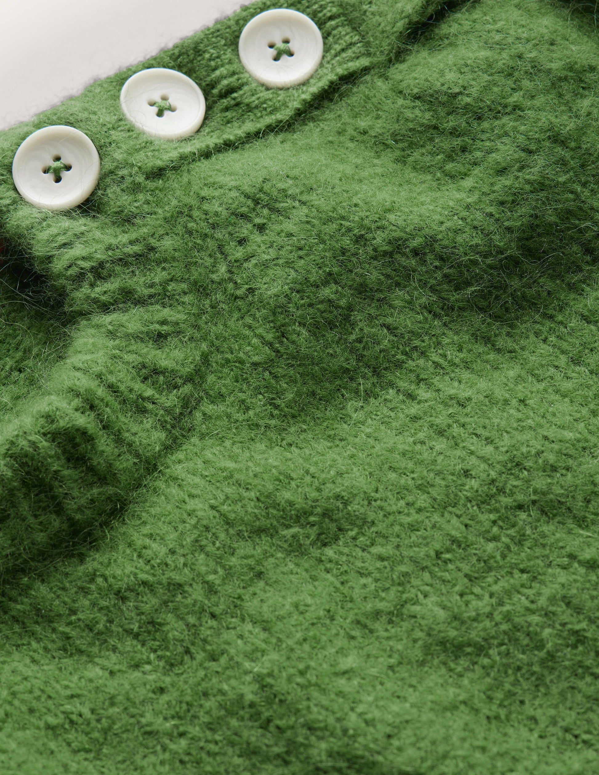 Fluffy Button Shoulder Sweater-Broad Bean-6
