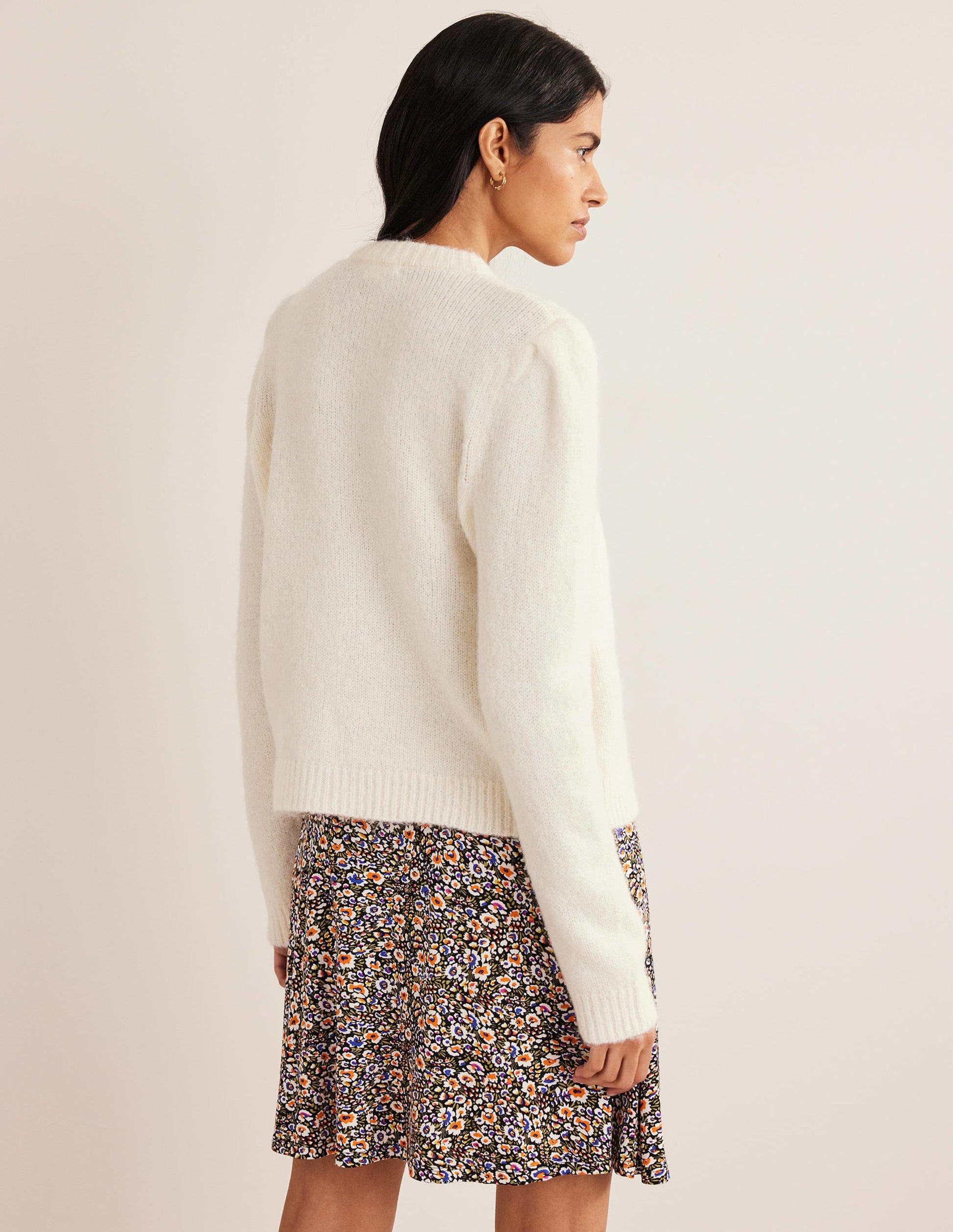 Fluffy Button Shoulder Sweater-Warm Ivory-3