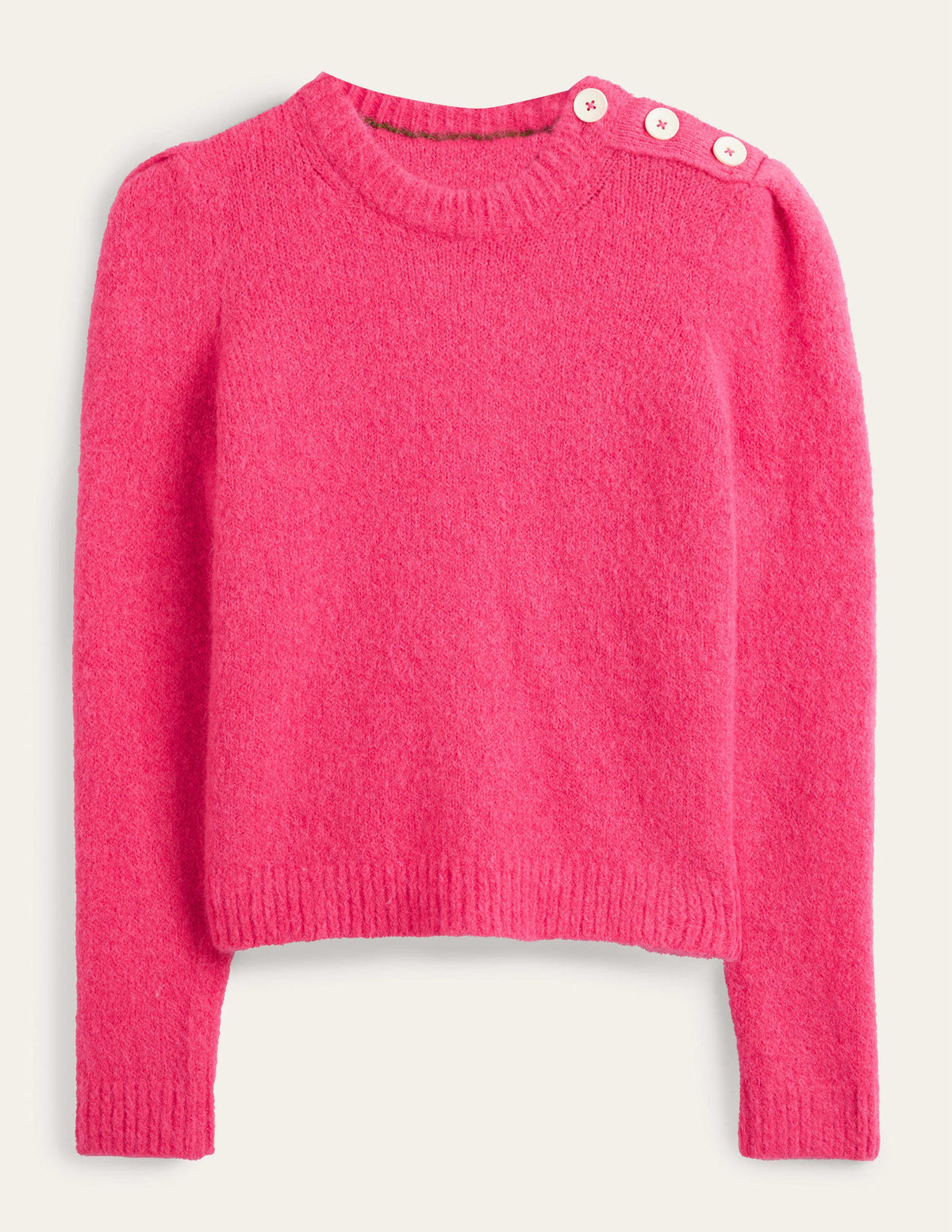 Fluffy Button Shoulder Sweater-Virtual Pink - Image 5