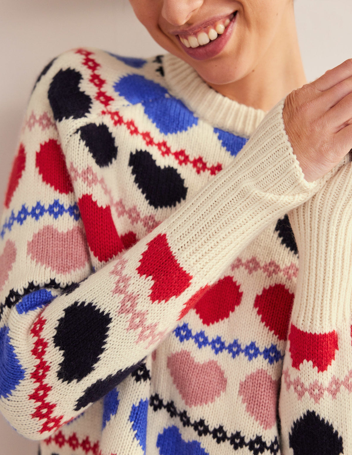 Chunky Fair Isle Sweater-Ivory Heart Fairisle-2