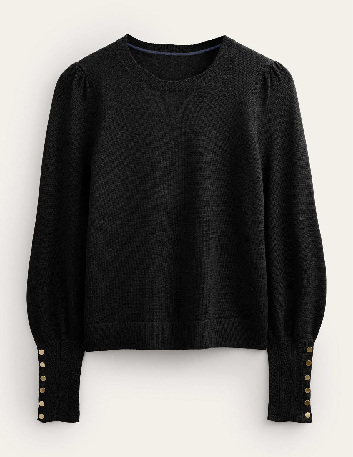 Button Cuff Merino Sweater-Black - Image 5