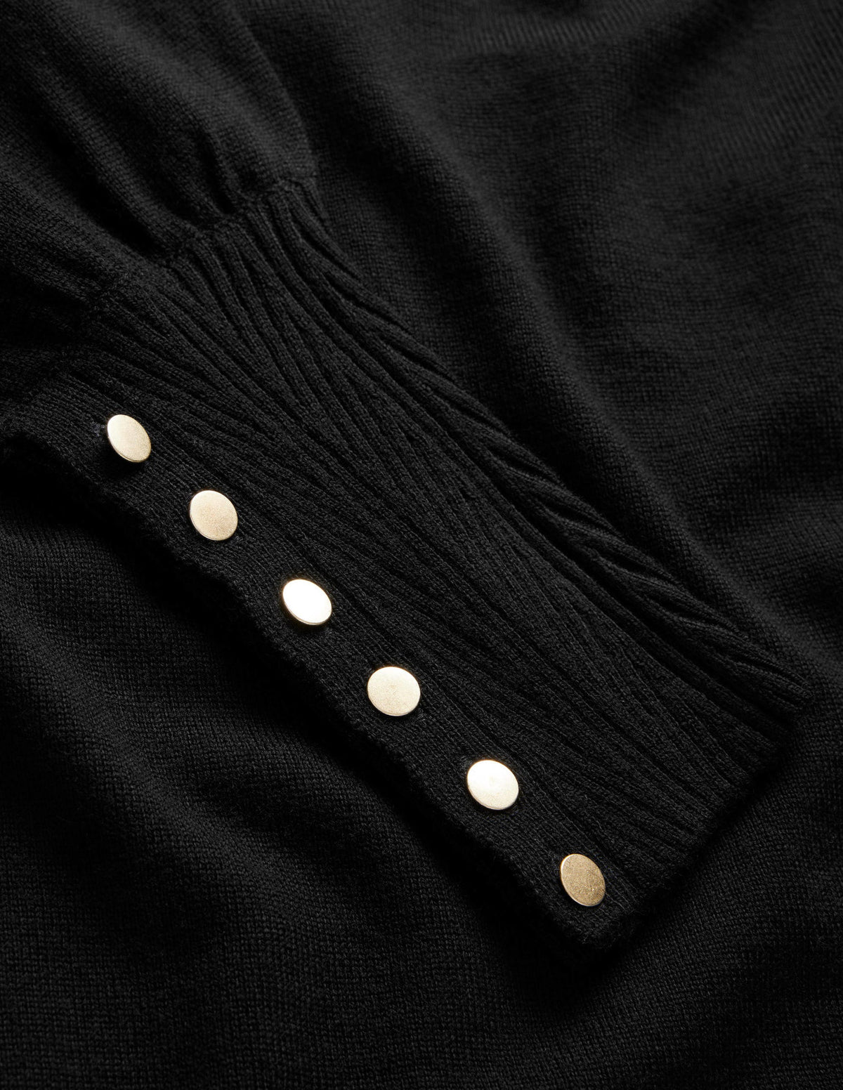 Button Cuff Merino Sweater-Black - Image 6